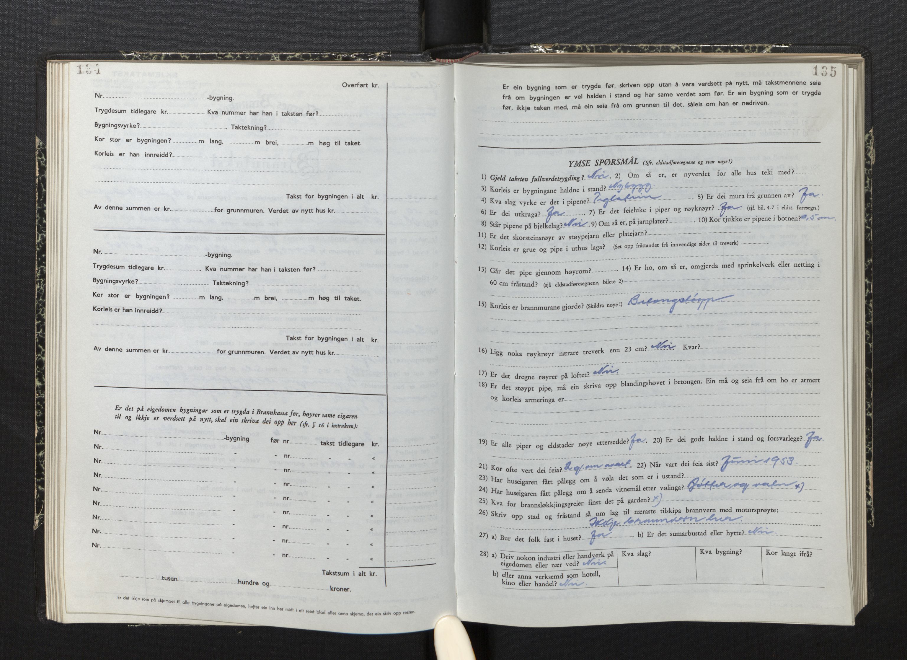 Lensmannen i Jostedal, AV/SAB-A-28601/0012/L0007: Branntakstprotokoll, skjematakst, 1949-1955, p. 134-135