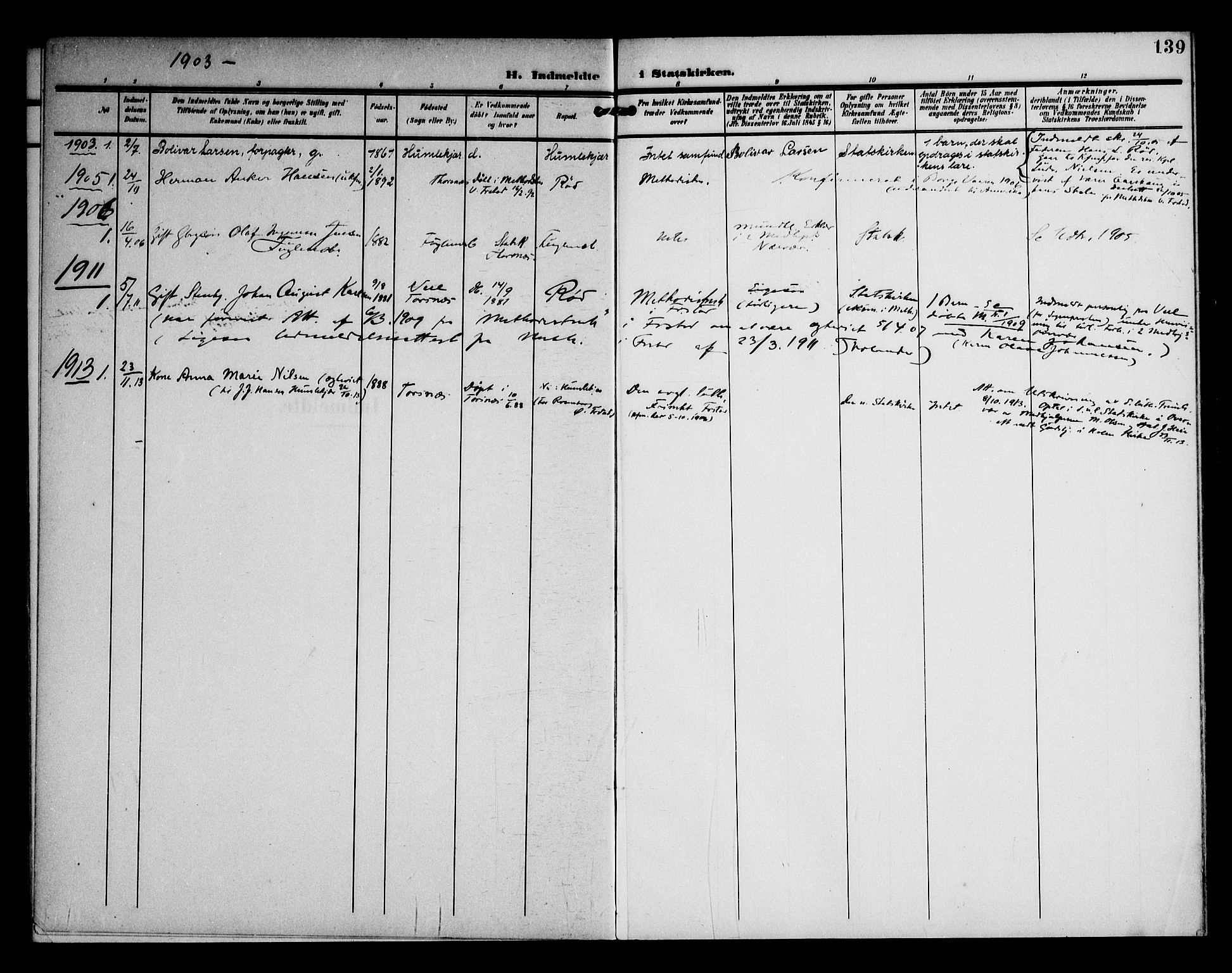 Borge prestekontor Kirkebøker, AV/SAO-A-10903/F/Fb/L0004: Parish register (official) no. II 4, 1902-1914, p. 139