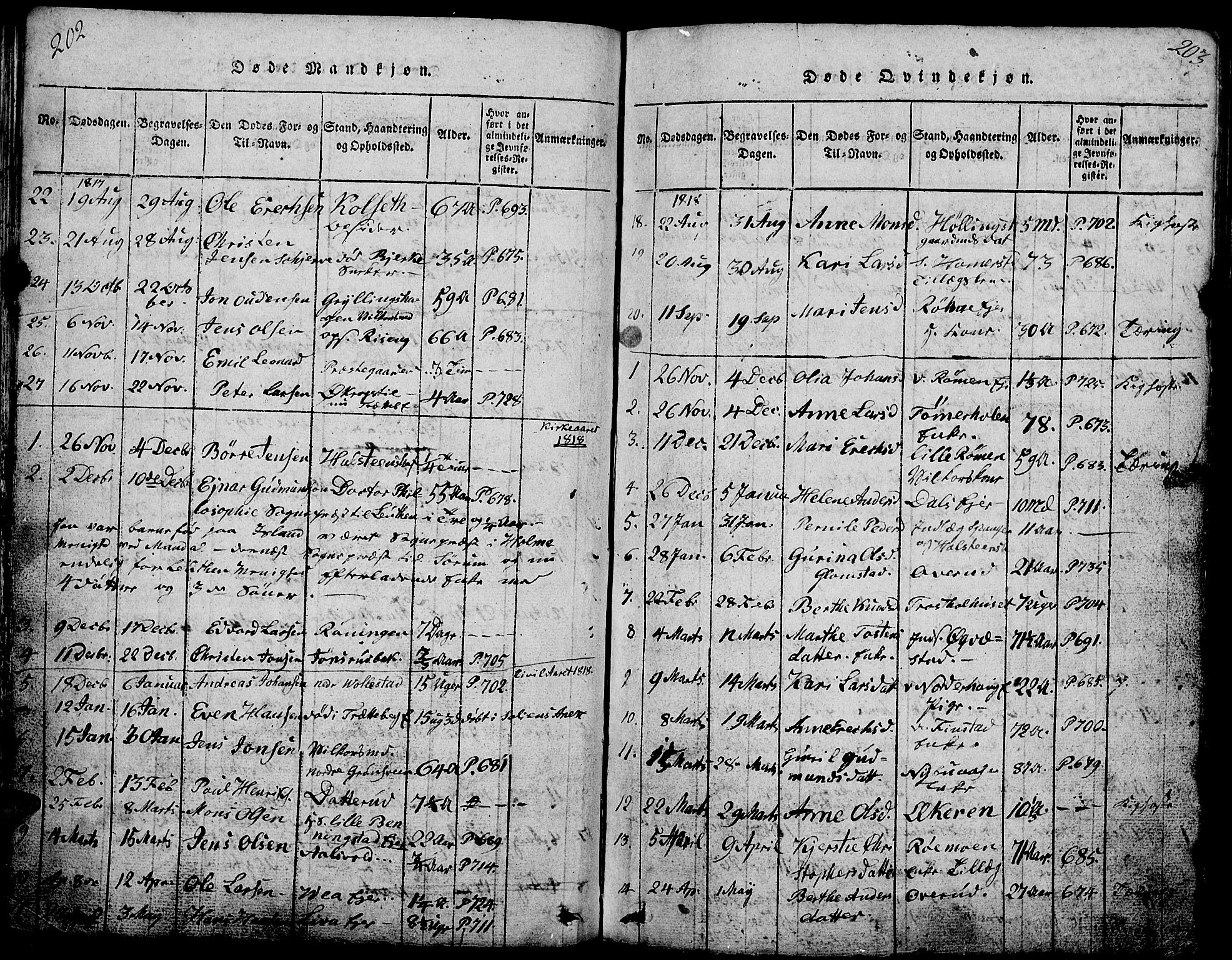 Løten prestekontor, SAH/PREST-022/L/La/L0001: Parish register (copy) no. 1, 1812-1832, p. 202-203