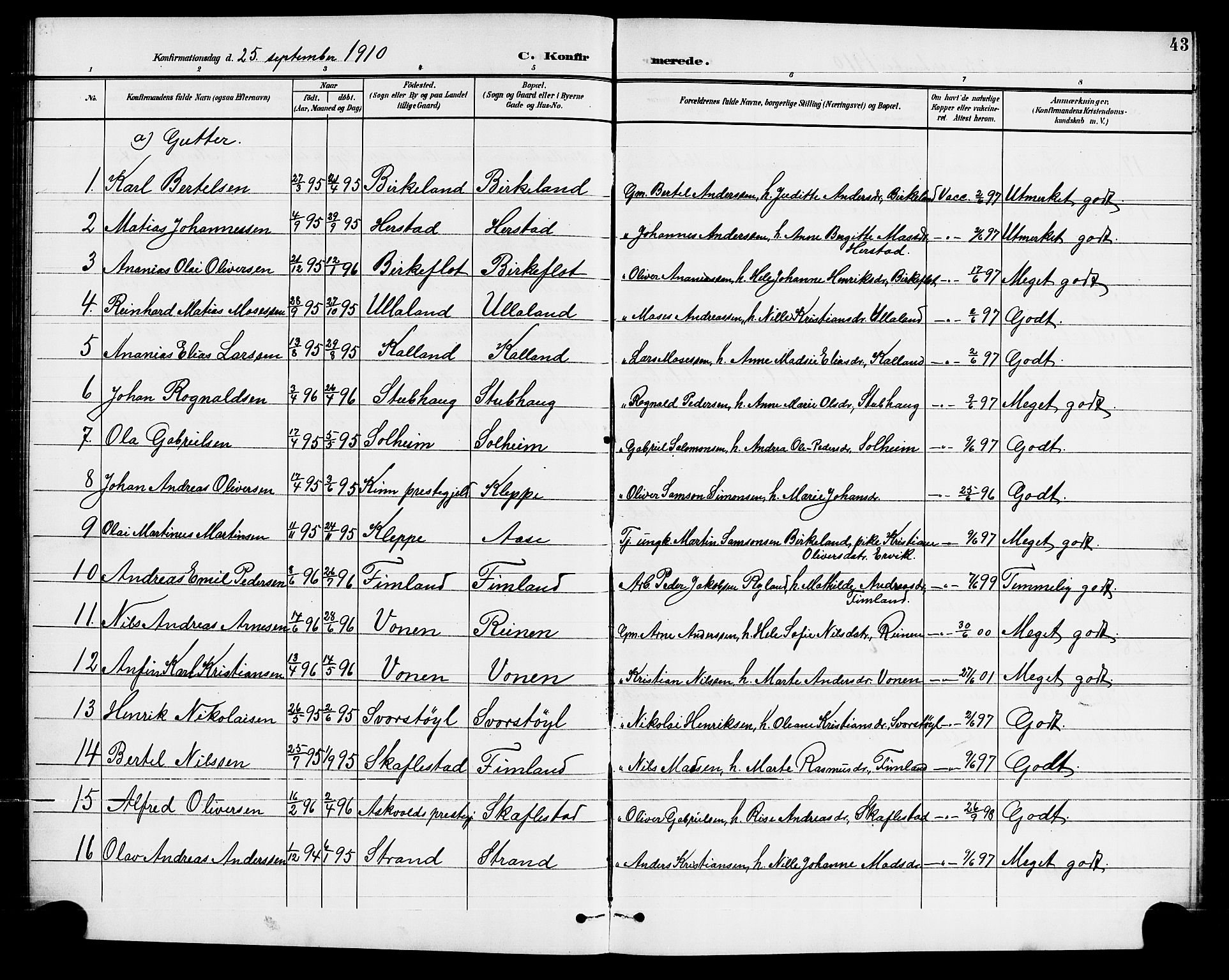 Førde sokneprestembete, SAB/A-79901/H/Hab/Habd/L0005: Parish register (copy) no. D 5, 1898-1911, p. 43