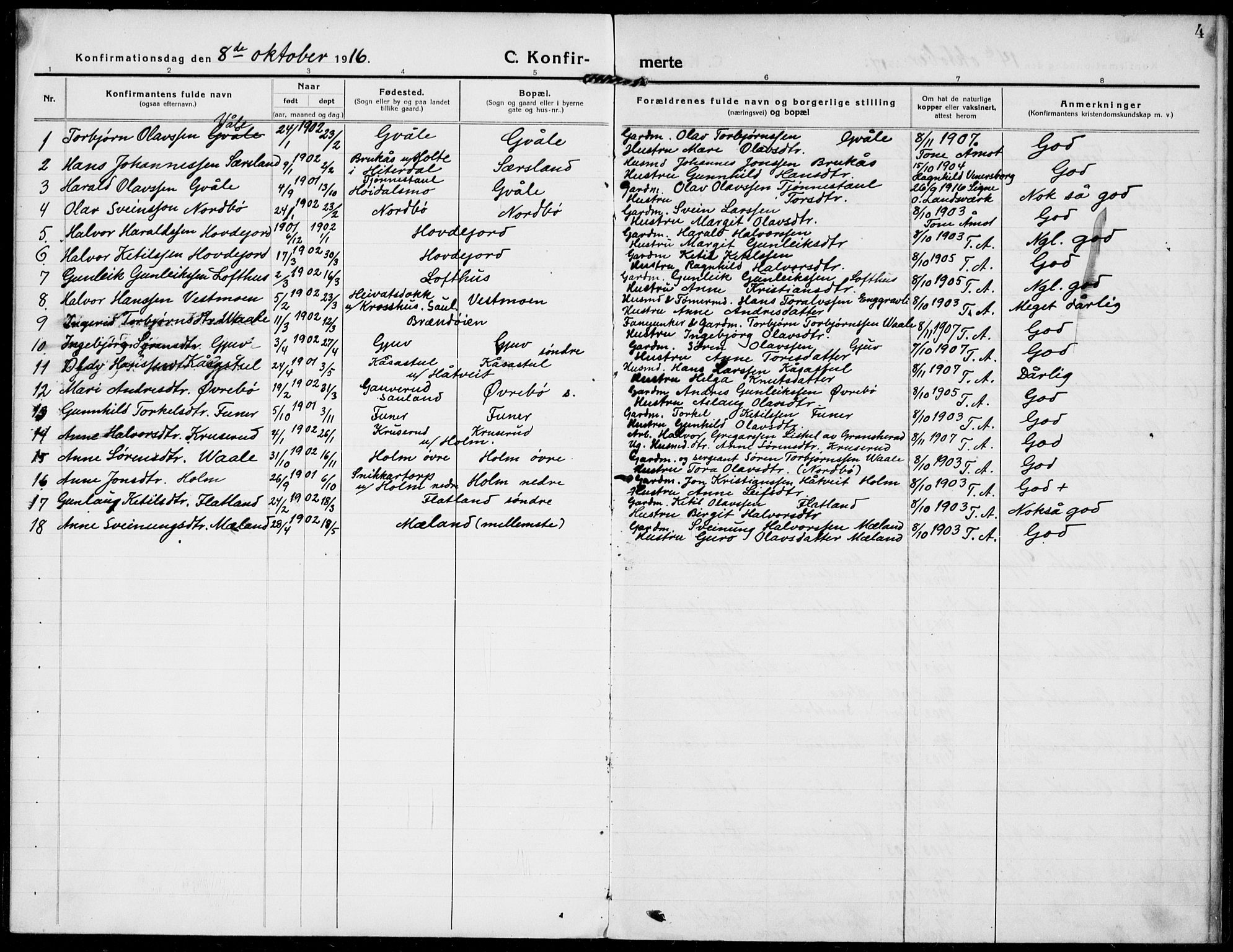 Hjartdal kirkebøker, SAKO/A-270/F/Fa/L0011: Parish register (official) no. I 11, 1916-1929, p. 4