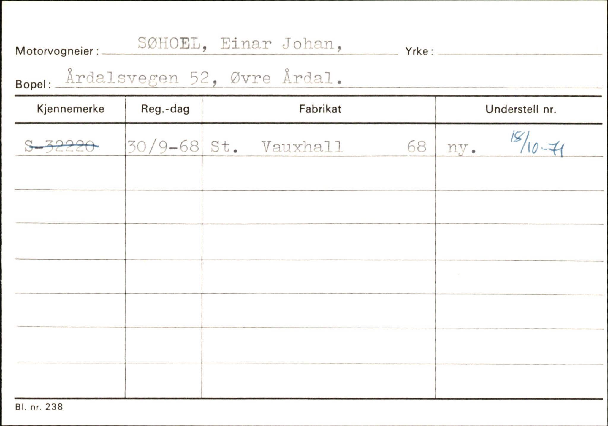 Statens vegvesen, Sogn og Fjordane vegkontor, AV/SAB-A-5301/4/F/L0146: Registerkort Årdal R-Å samt diverse kort, 1945-1975, p. 774