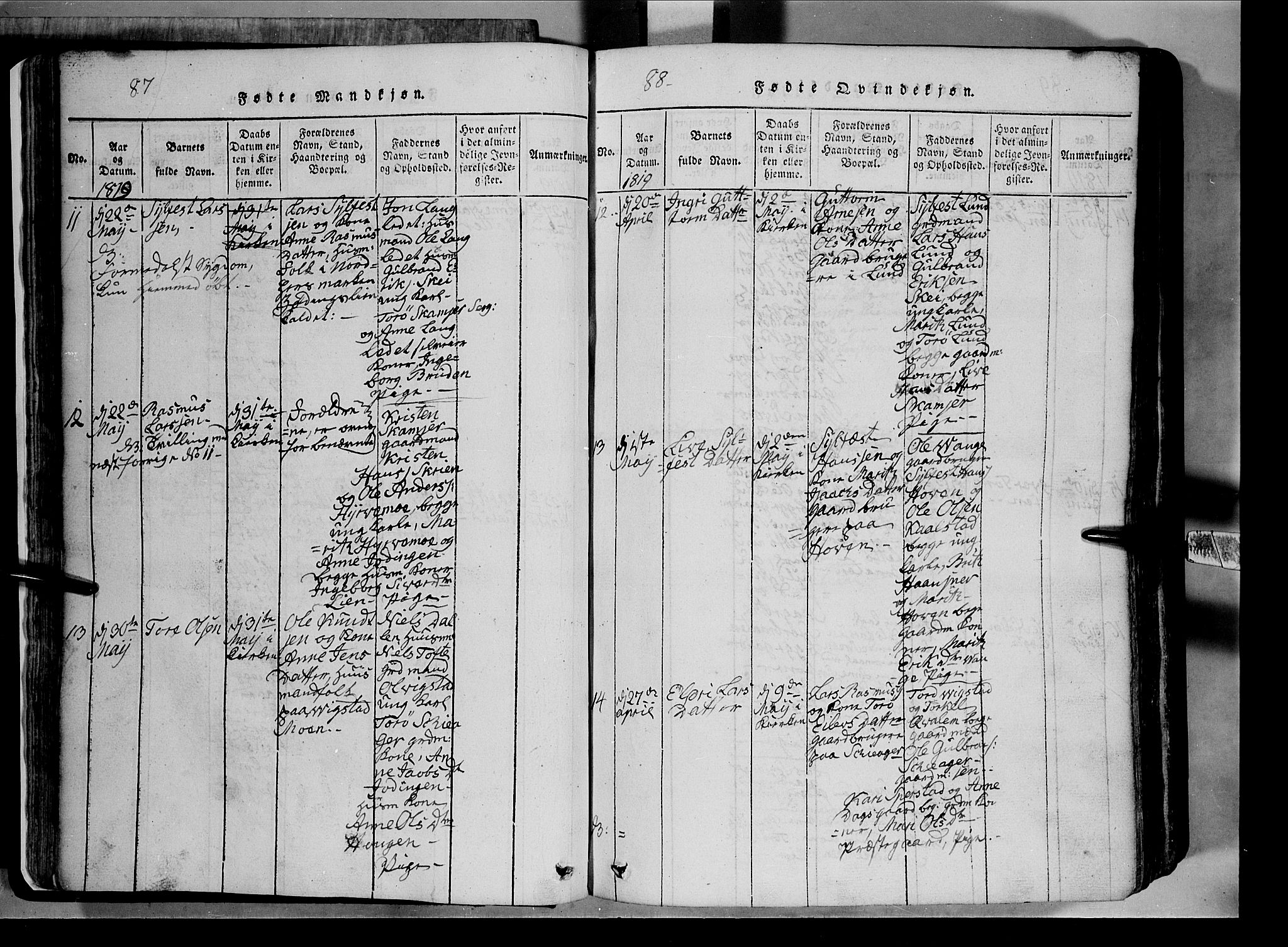 Lom prestekontor, AV/SAH-PREST-070/L/L0003: Parish register (copy) no. 3, 1815-1844, p. 87-88