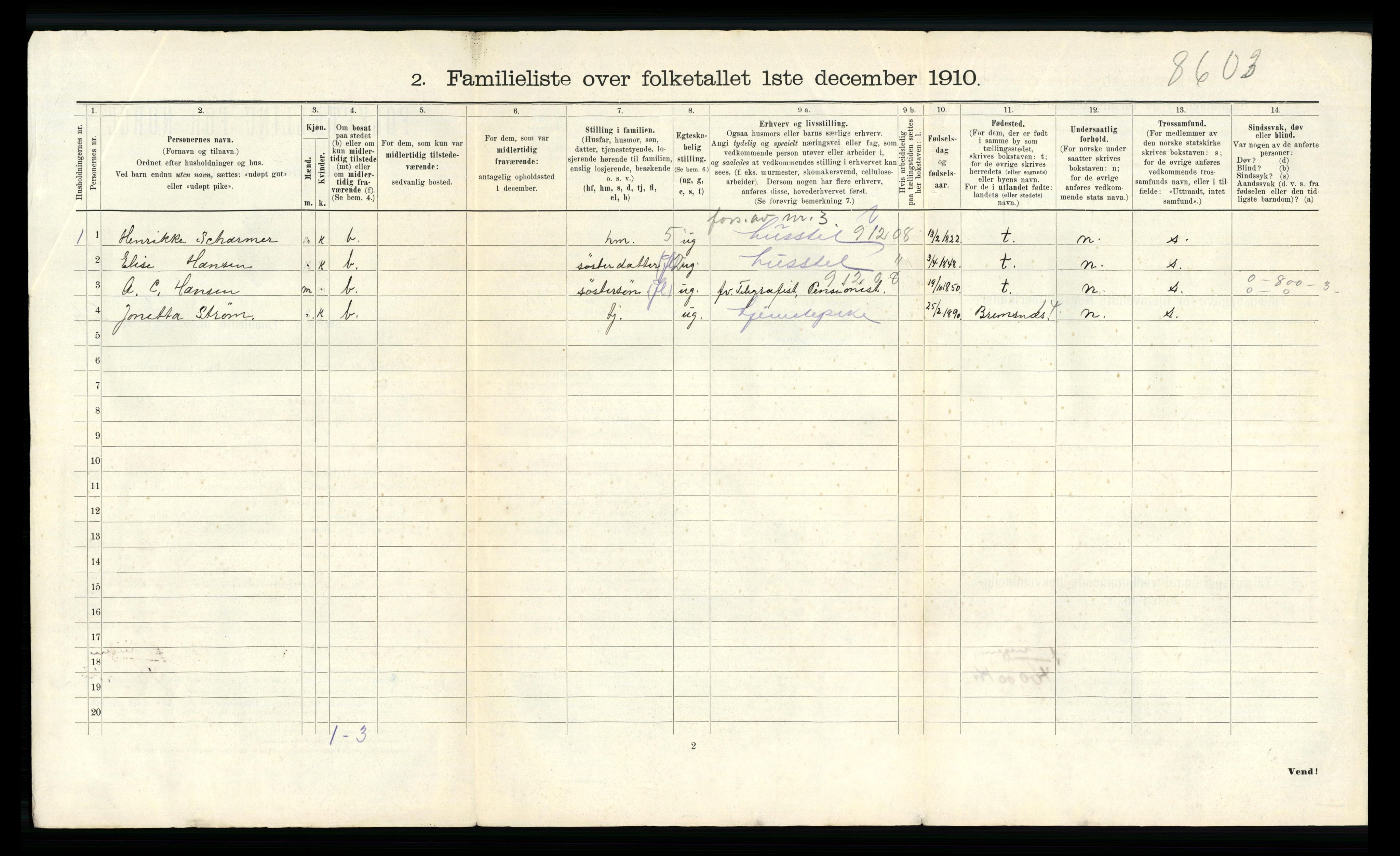 RA, 1910 census for Kristiansund, 1910, p. 970