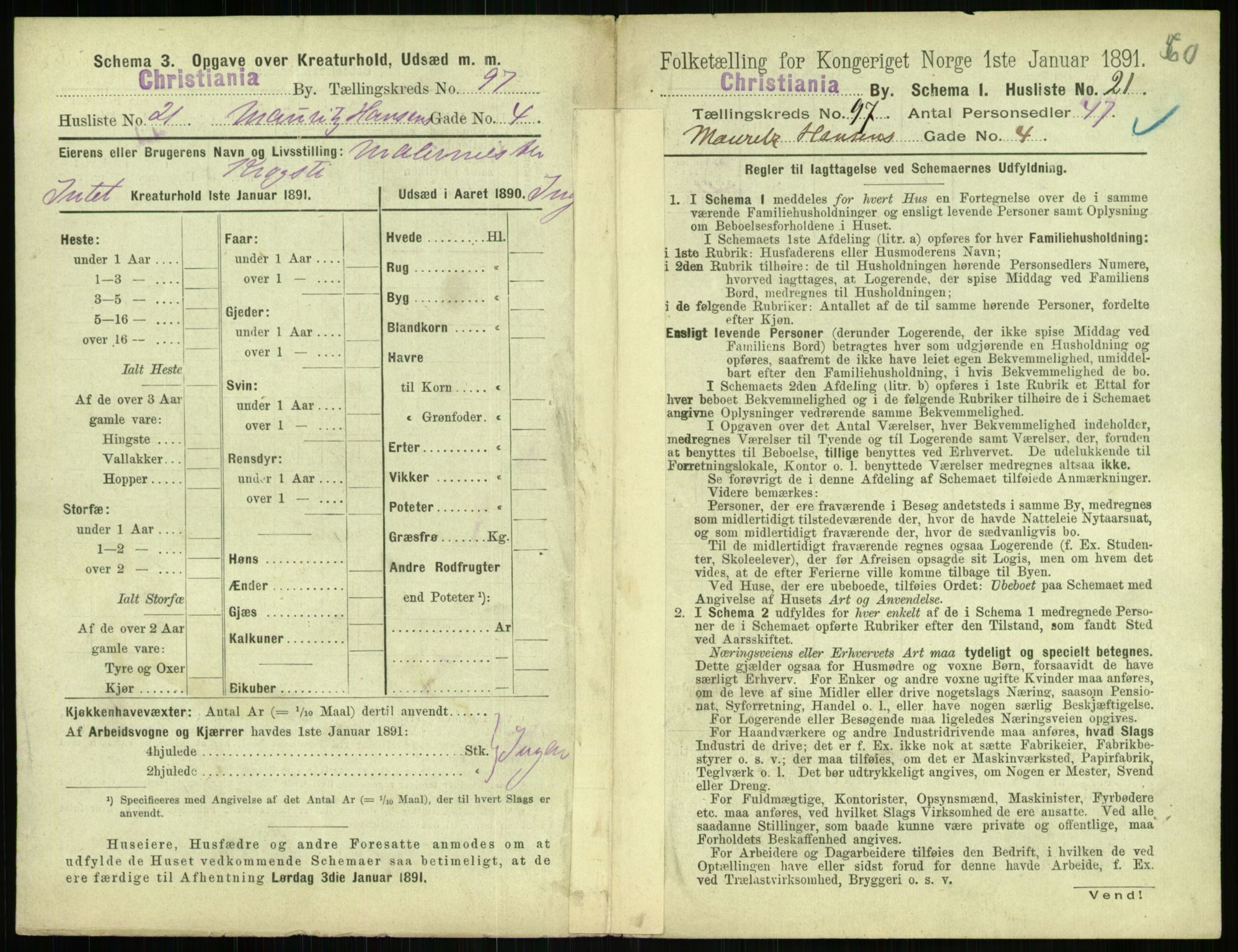 RA, 1891 census for 0301 Kristiania, 1891, p. 46872