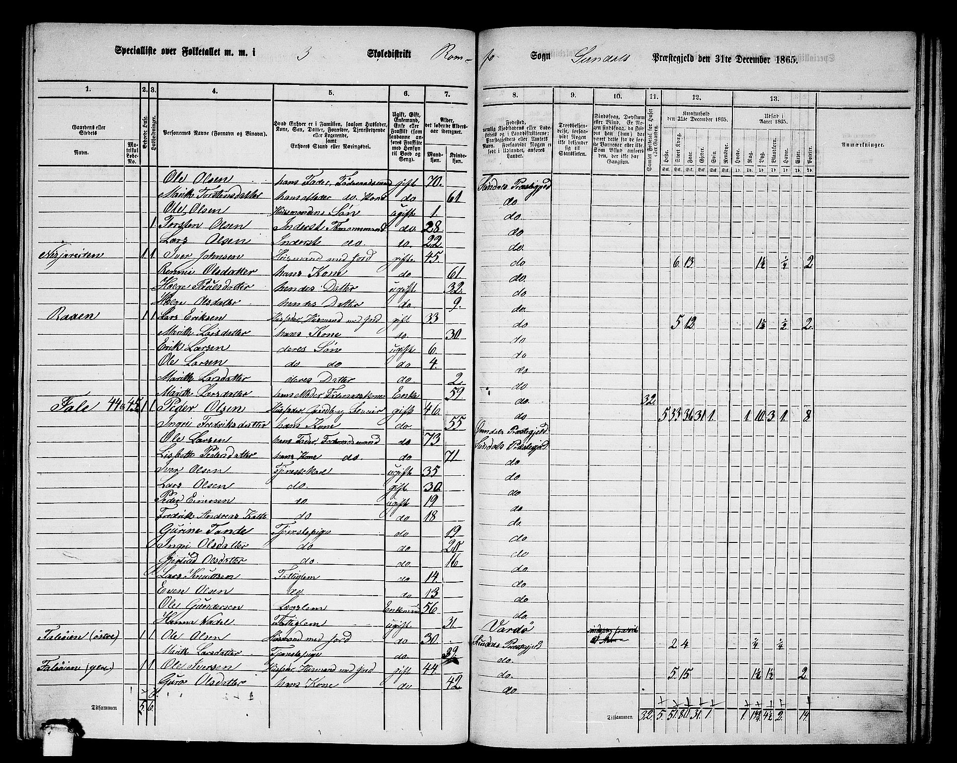 RA, 1865 census for Sunndal, 1865, p. 45