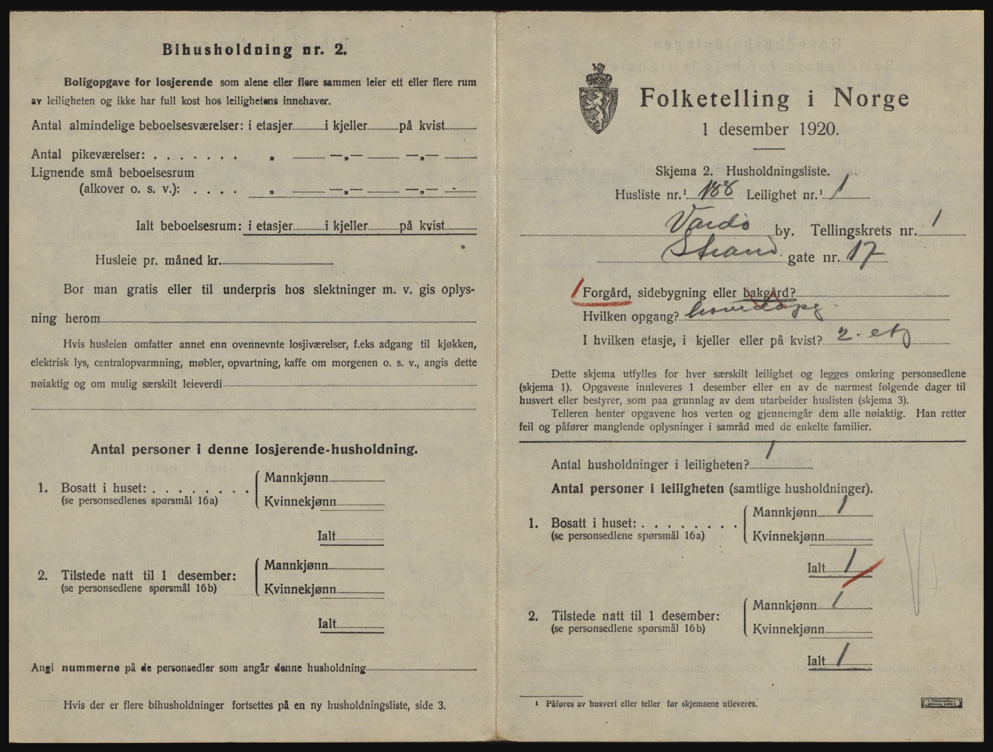 SATØ, 1920 census for Vardø, 1920, p. 1639