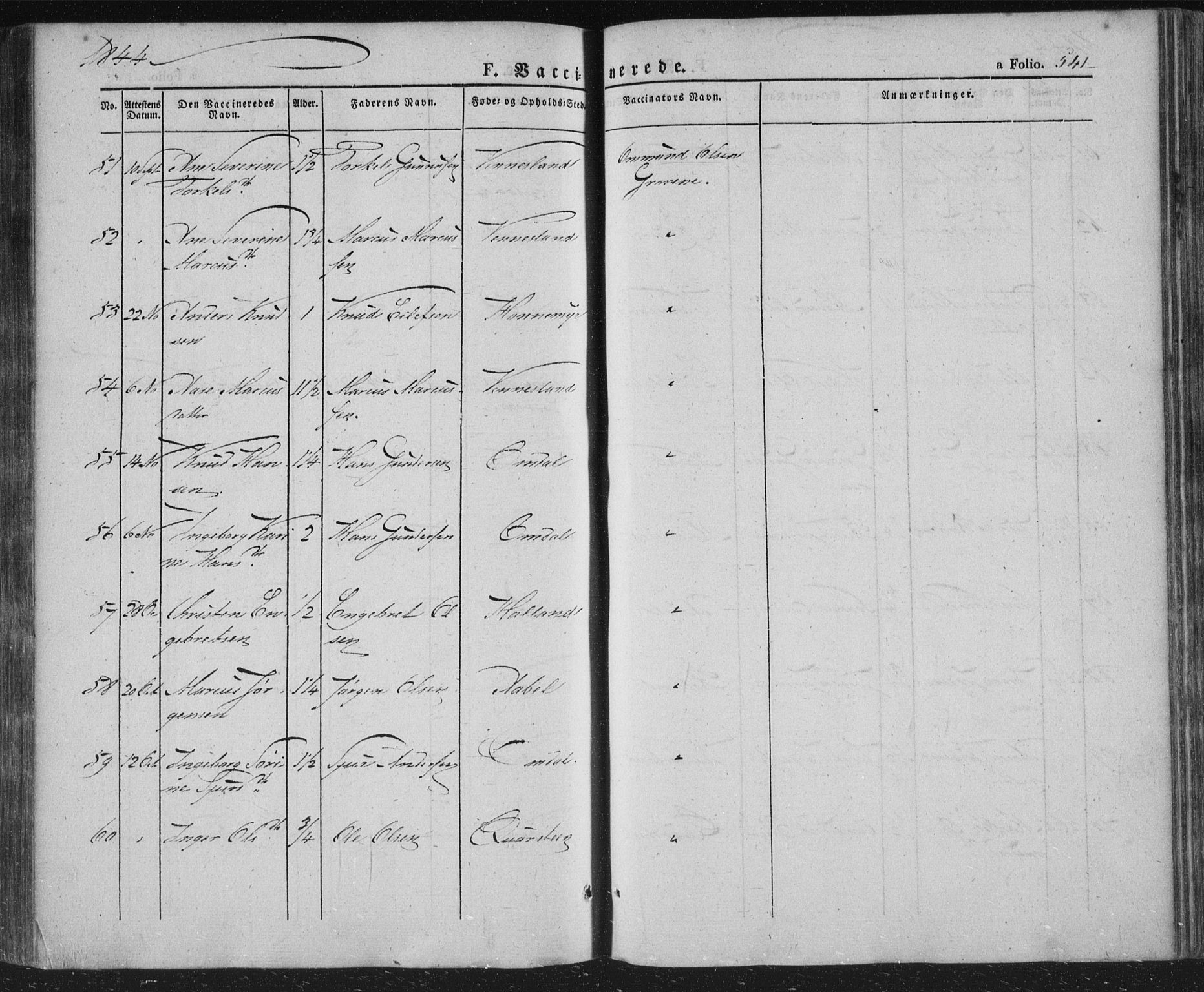 Vennesla sokneprestkontor, AV/SAK-1111-0045/Fa/Fac/L0004: Parish register (official) no. A 4, 1834-1855, p. 541