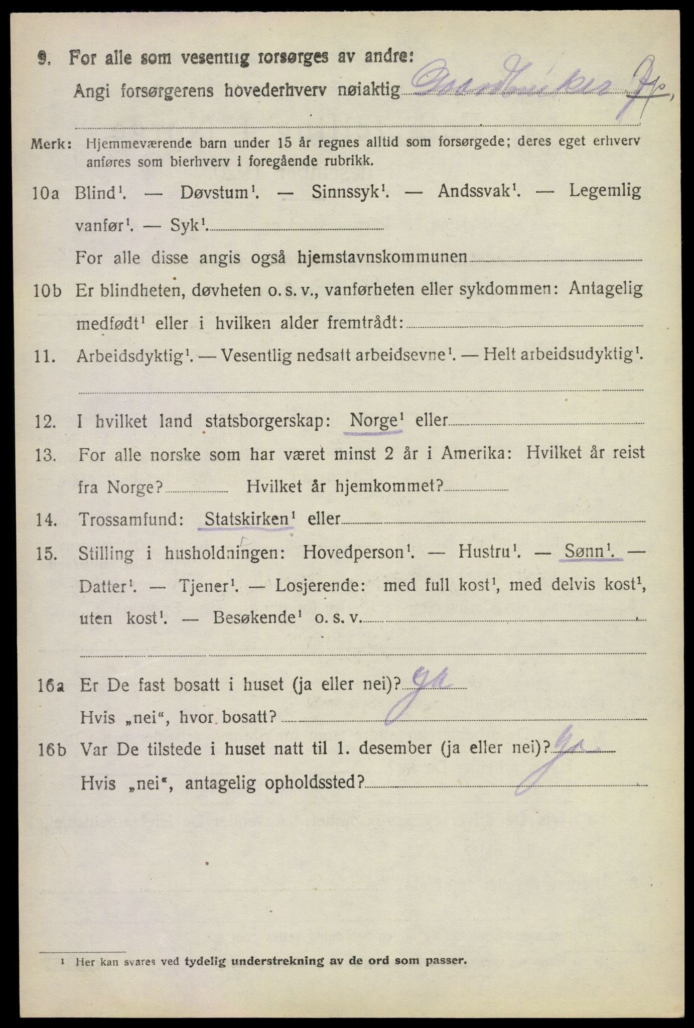 SAKO, 1920 census for Rauland, 1920, p. 2079