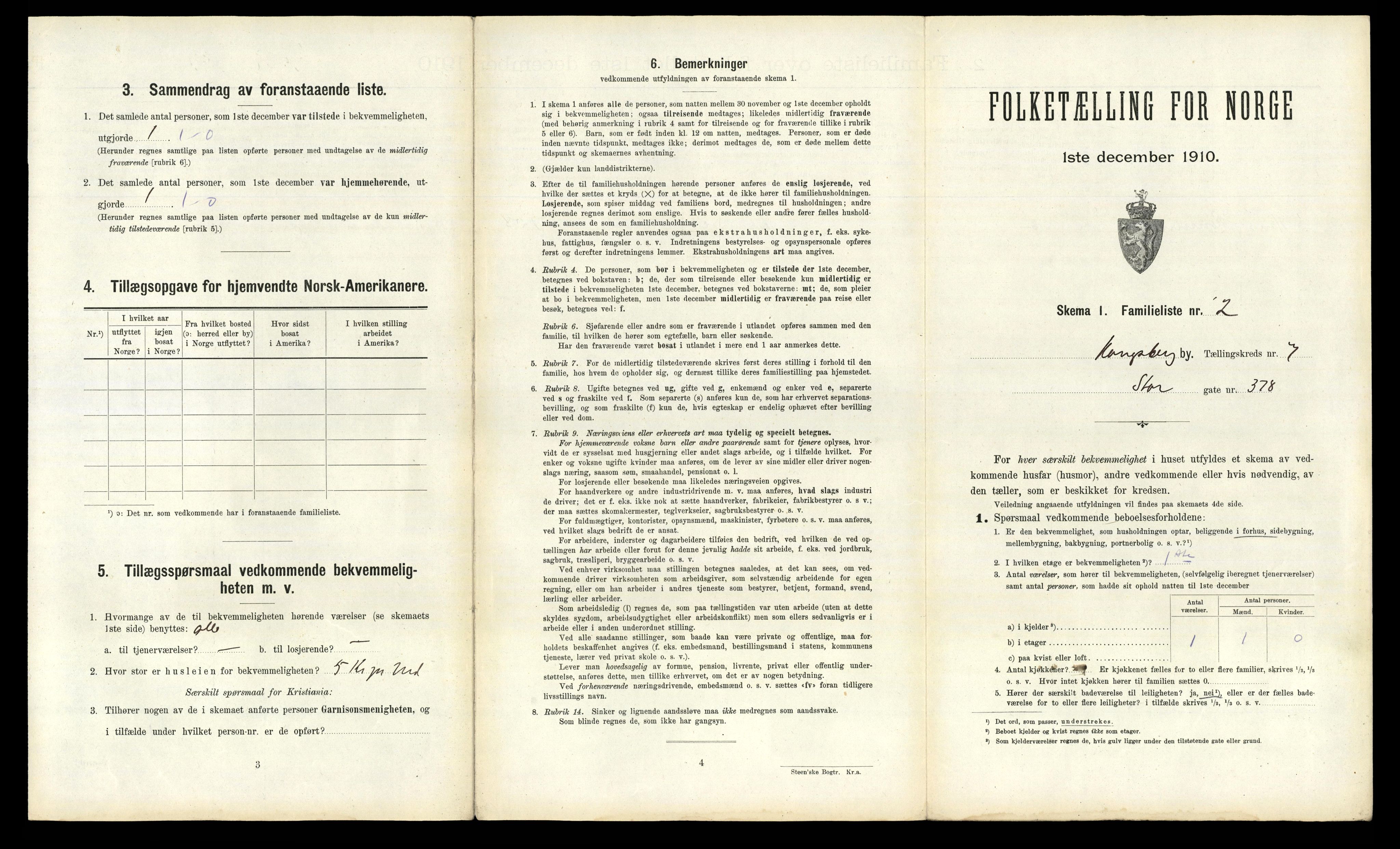 RA, 1910 census for Kongsberg, 1910, p. 3282