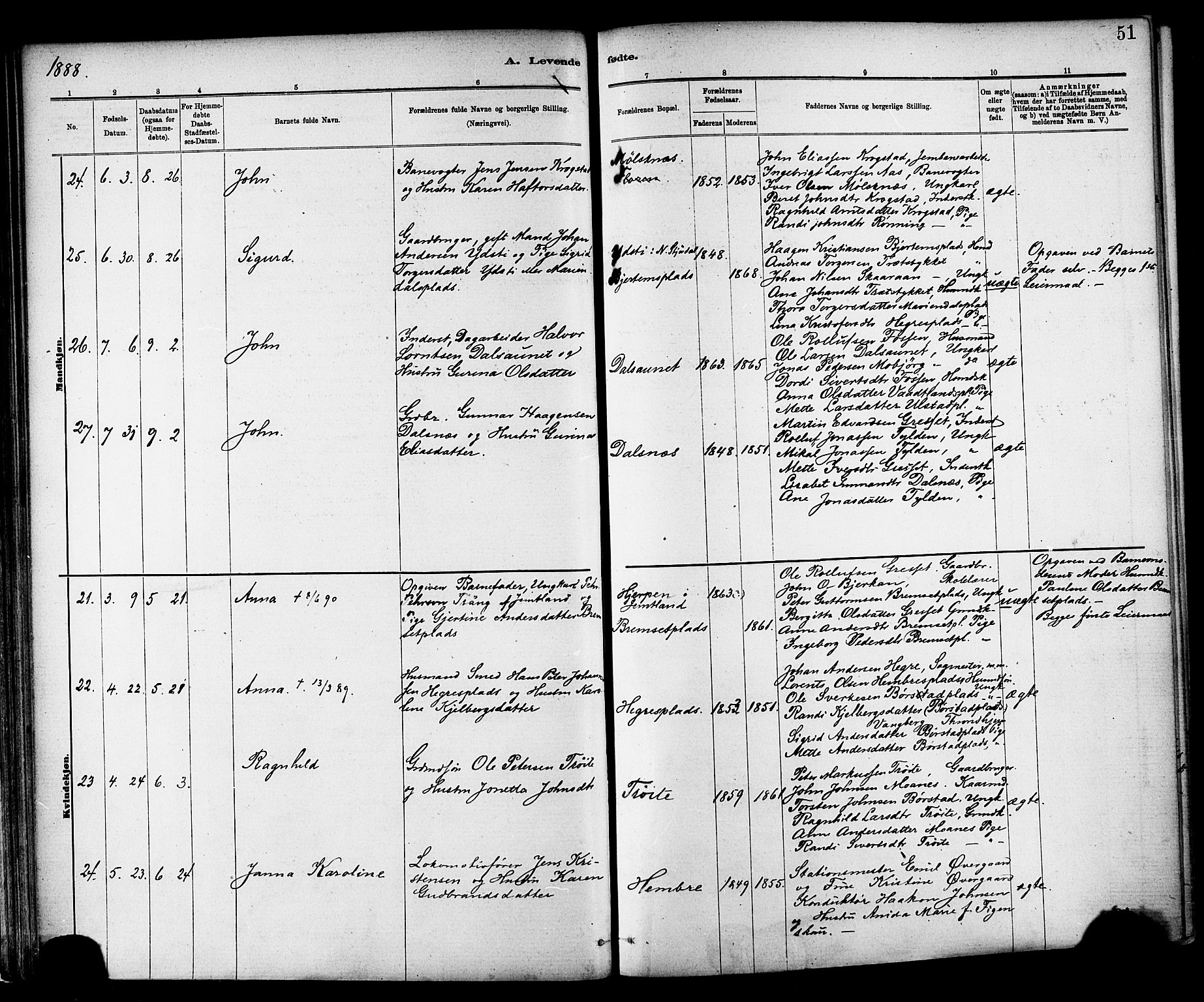 Ministerialprotokoller, klokkerbøker og fødselsregistre - Nord-Trøndelag, AV/SAT-A-1458/703/L0030: Parish register (official) no. 703A03, 1880-1892, p. 51