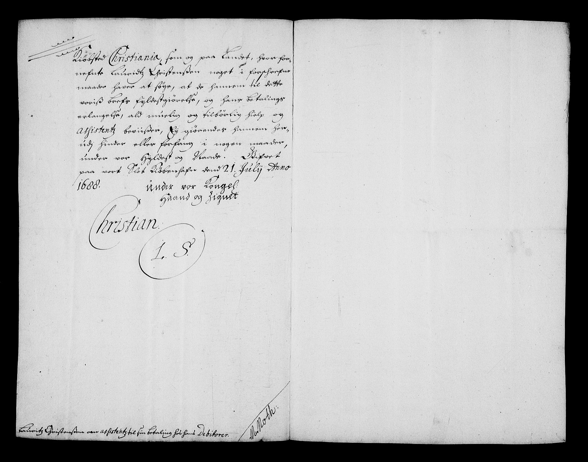 Stattholderembetet 1572-1771, RA/EA-2870/Af/L0002: Avskrifter av vedlegg til originale supplikker, nummerert i samsvar med supplikkbøkene, 1687-1689, p. 223
