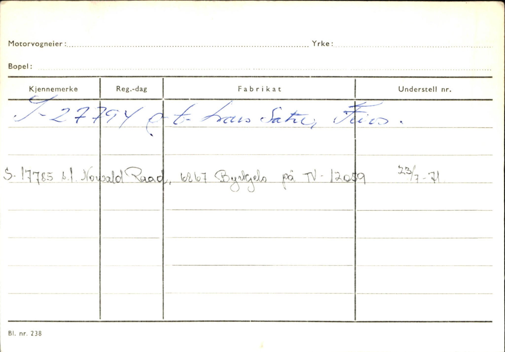 Statens vegvesen, Sogn og Fjordane vegkontor, AV/SAB-A-5301/4/F/L0126: Eigarregister Fjaler M-Å. Leikanger A-Å, 1945-1975, p. 1054