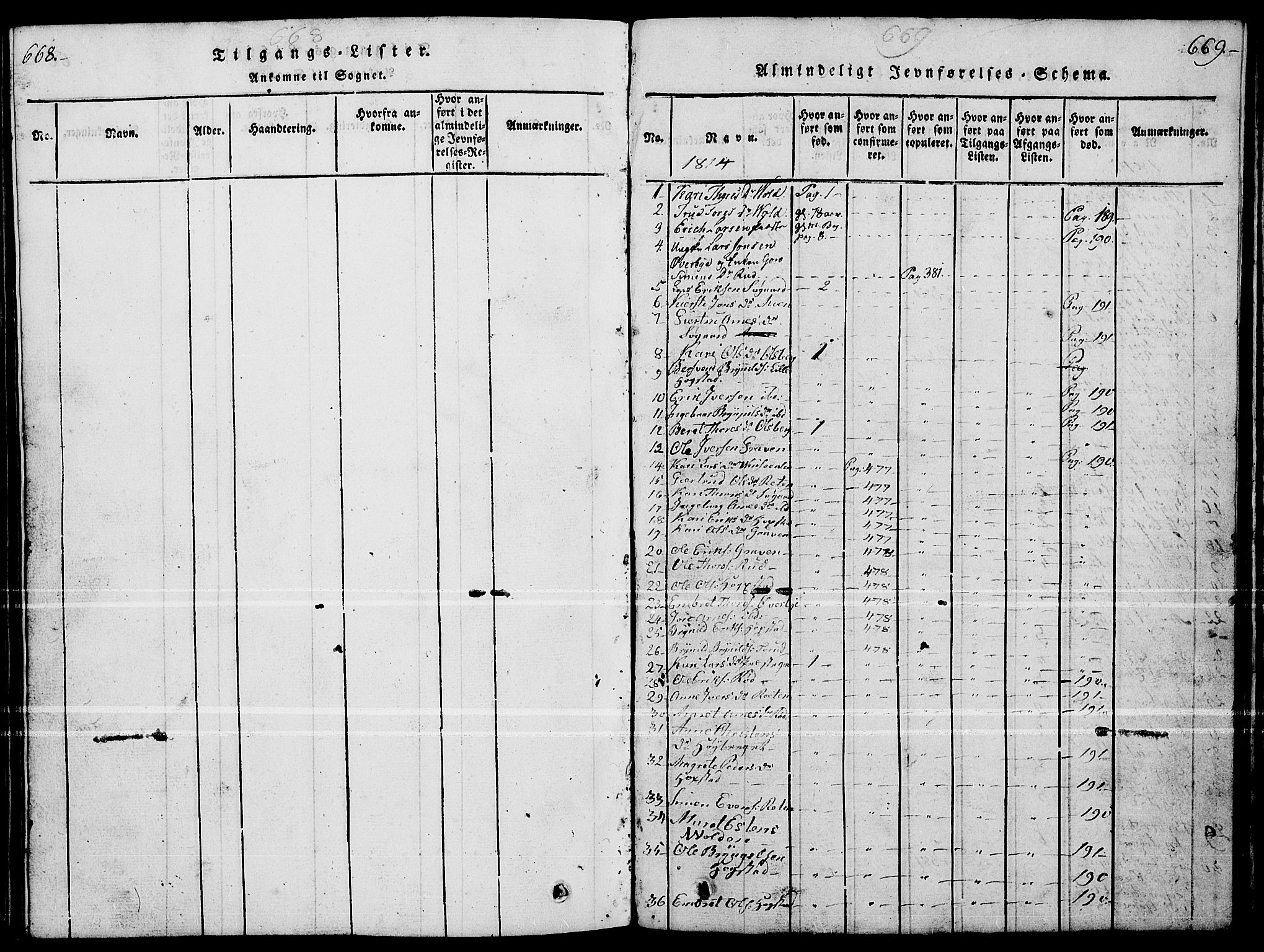 Tynset prestekontor, SAH/PREST-058/H/Ha/Hab/L0004: Parish register (copy) no. 4, 1814-1879, p. 668-669