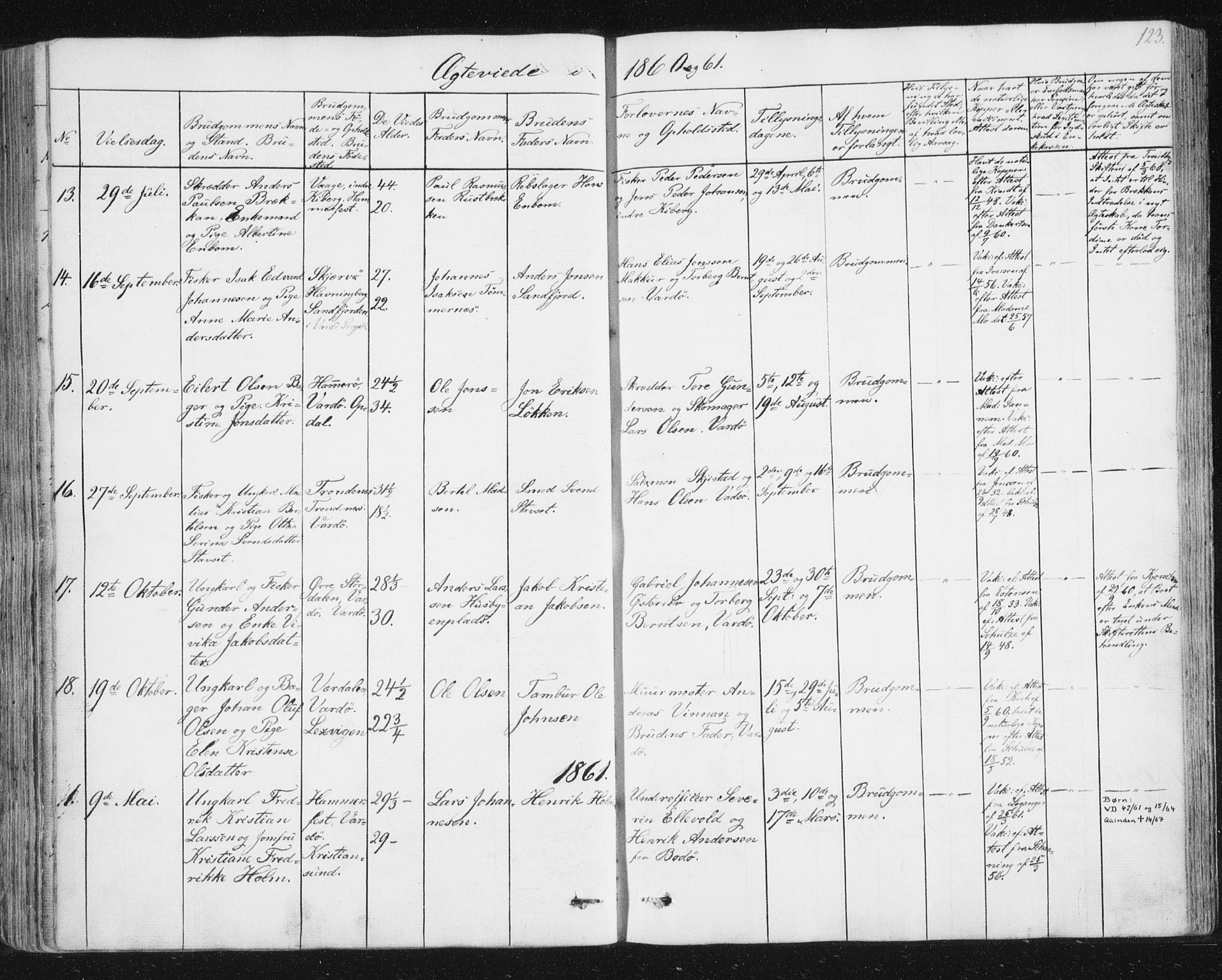 Vardø sokneprestkontor, AV/SATØ-S-1332/H/Ha/L0003kirke: Parish register (official) no. 3, 1843-1861, p. 123