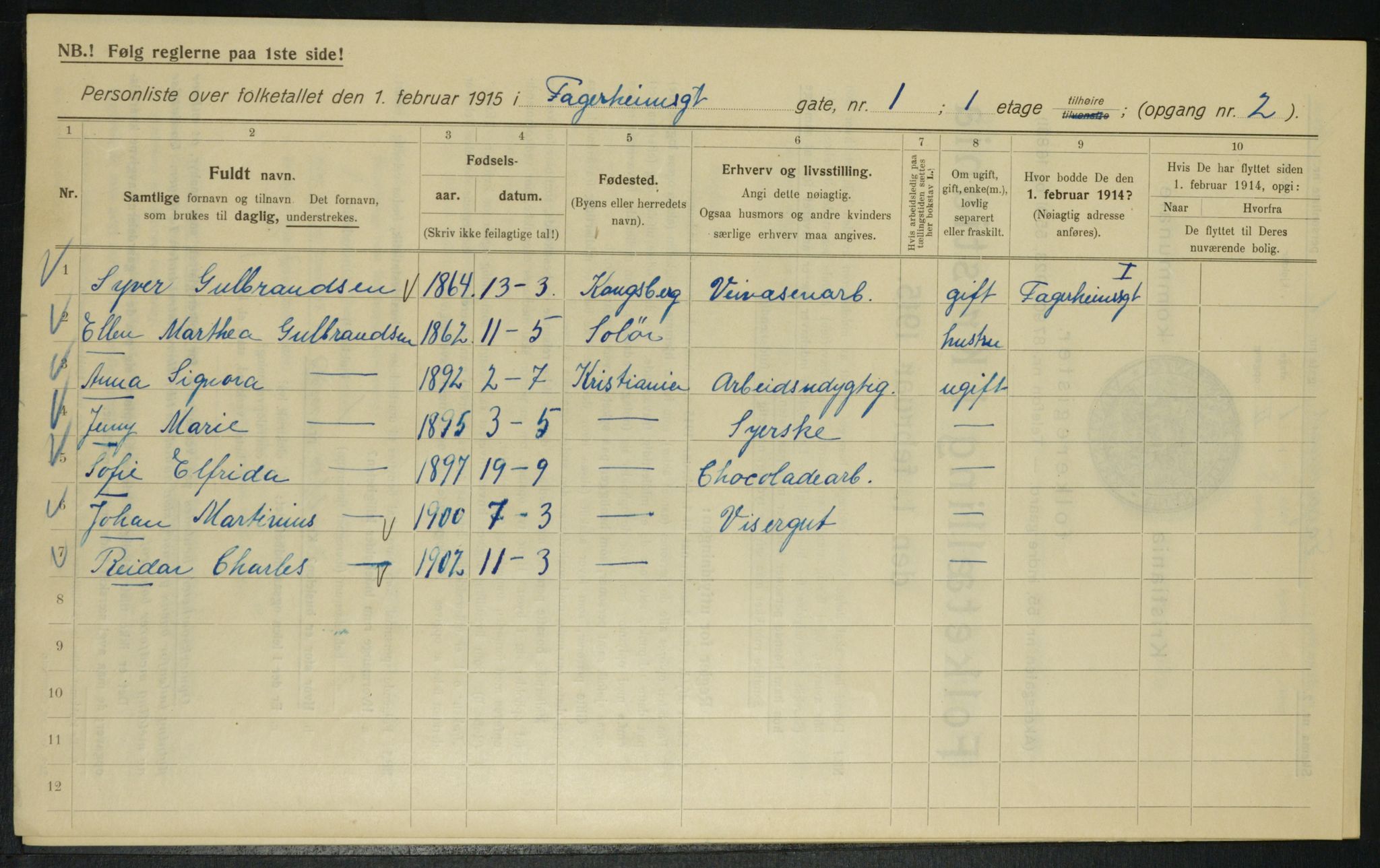 OBA, Municipal Census 1915 for Kristiania, 1915, p. 22646