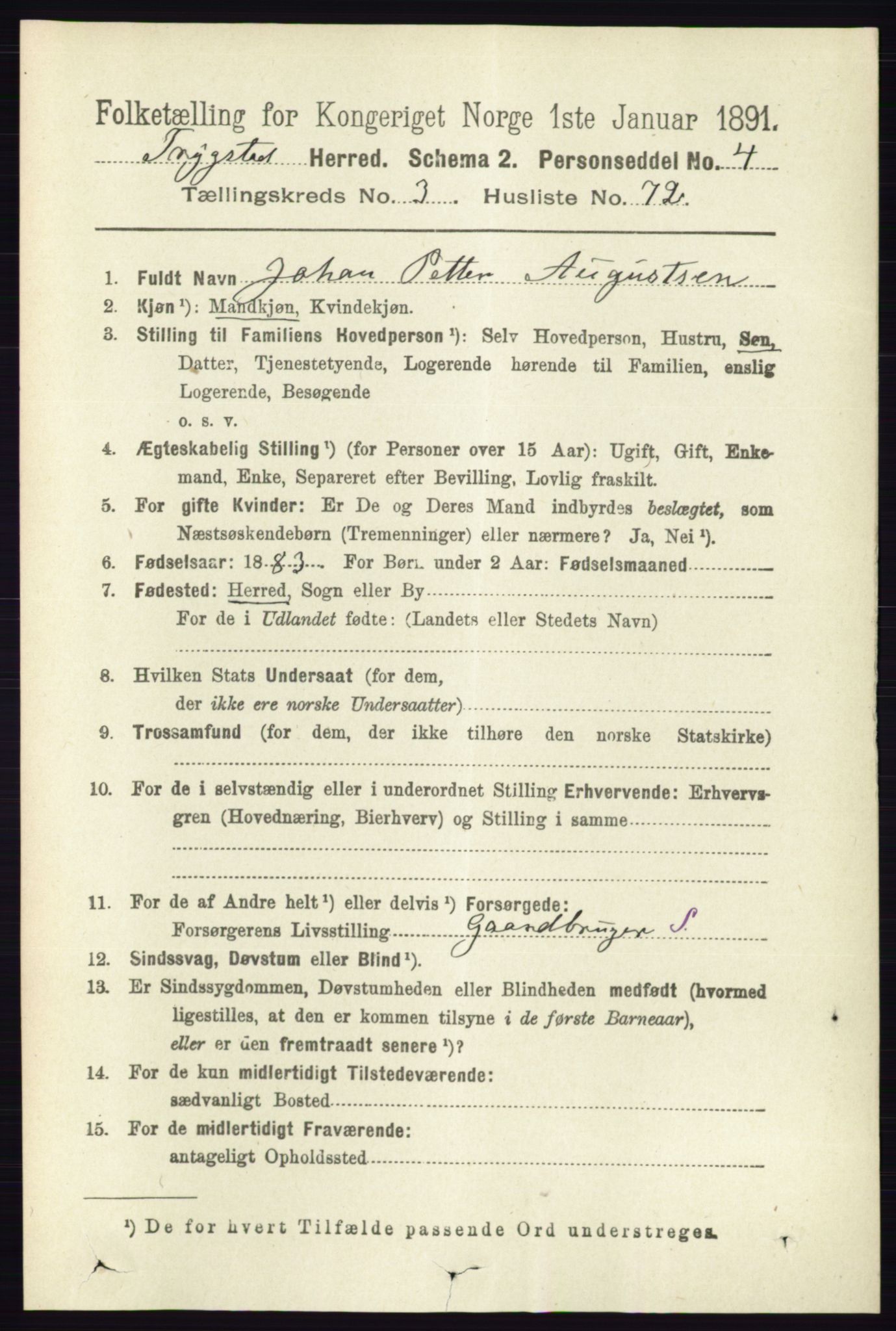 RA, 1891 Census for 0122 Trøgstad, 1891, p. 1507