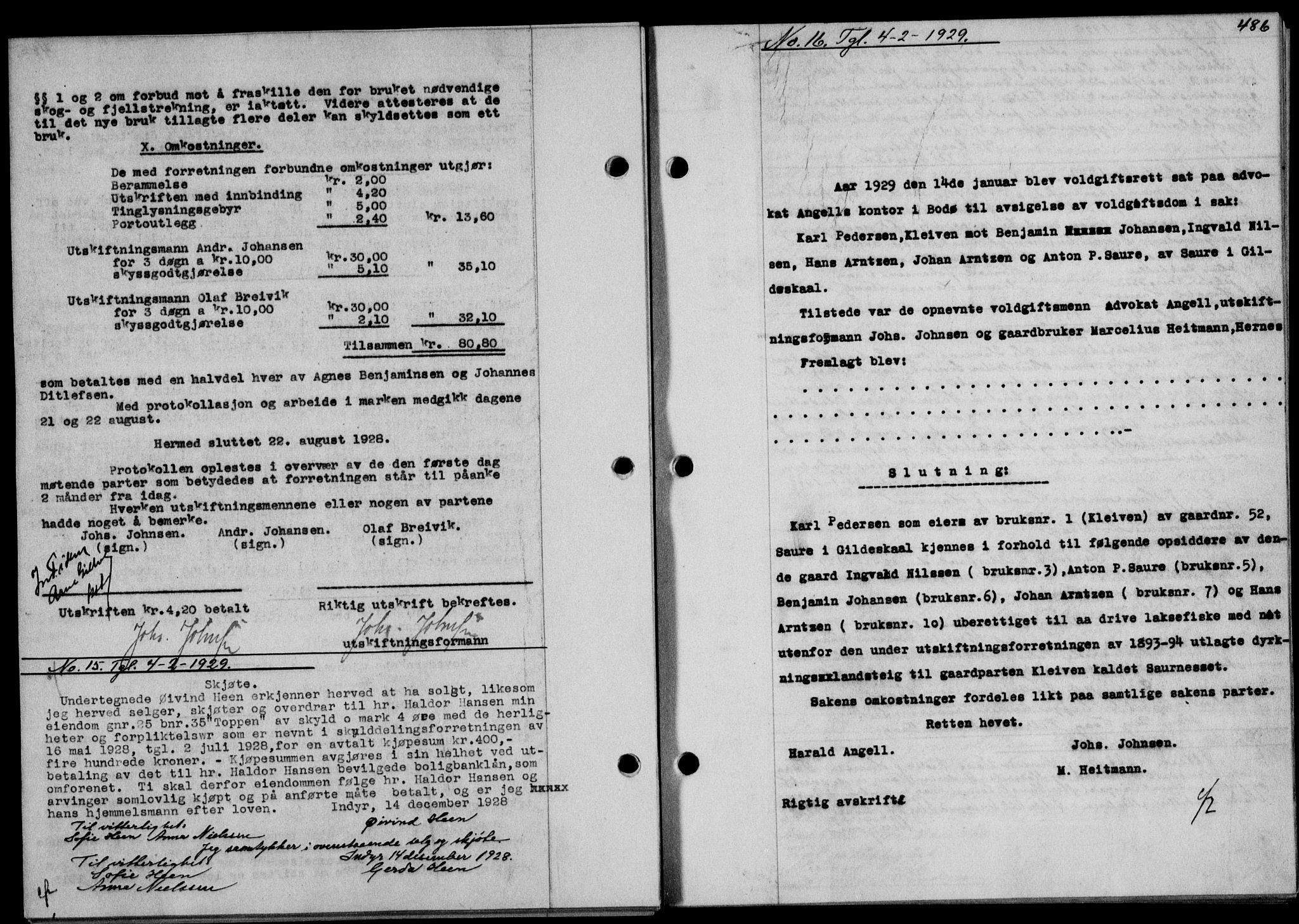 Salten sorenskriveri, SAT/A-4578/1/2/2C/L0056: Mortgage book no. 46, 1928-1929, Deed date: 04.02.1929