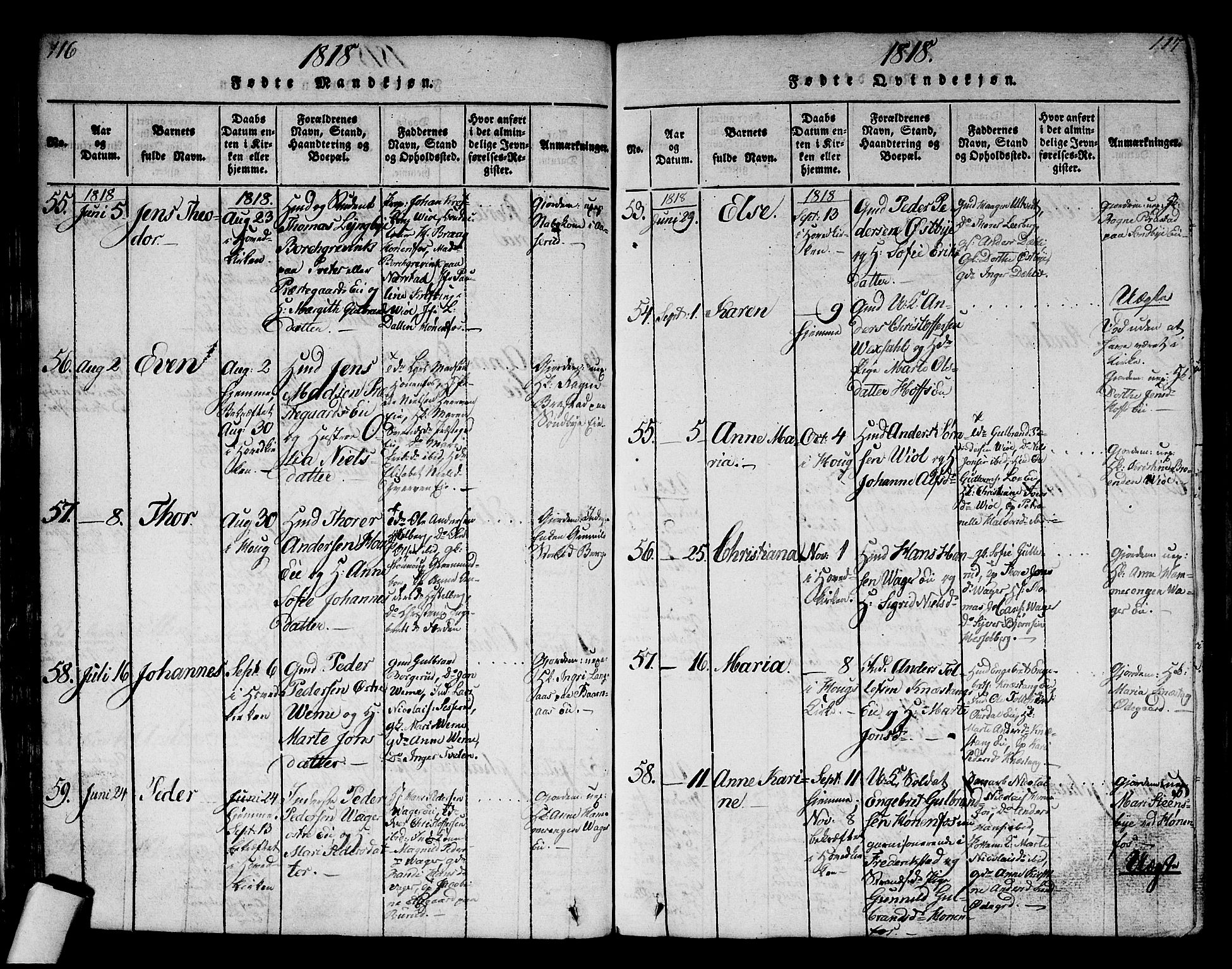 Norderhov kirkebøker, AV/SAKO-A-237/G/Ga/L0002: Parish register (copy) no. I 2, 1814-1867, p. 116-117