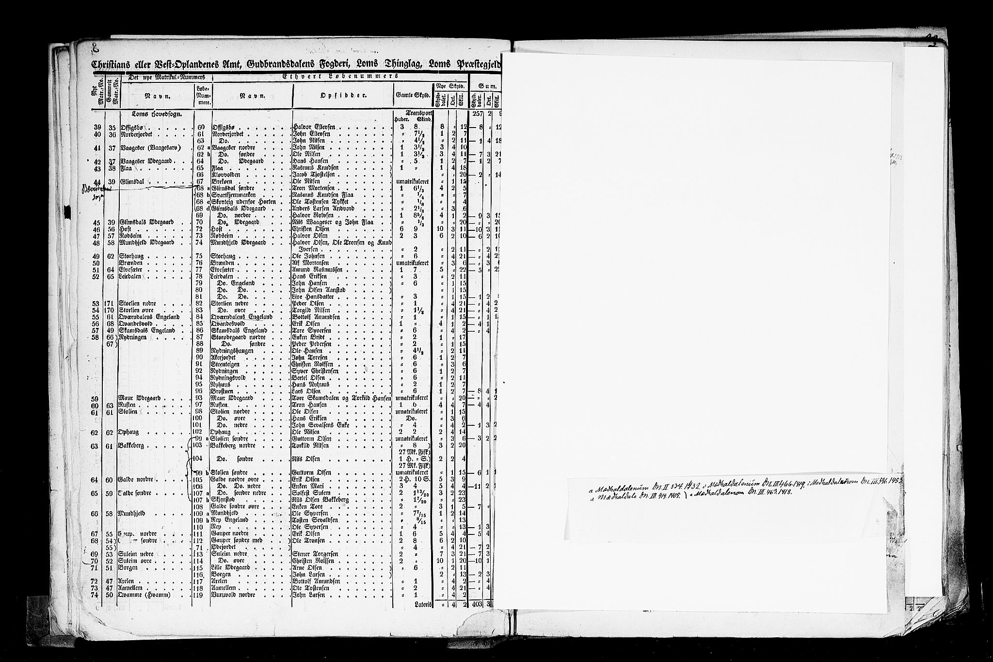 Rygh, AV/RA-PA-0034/F/Fb/L0004: Matrikkelen for 1838 - Christians amt (Oppland fylke), 1838, p. 8d