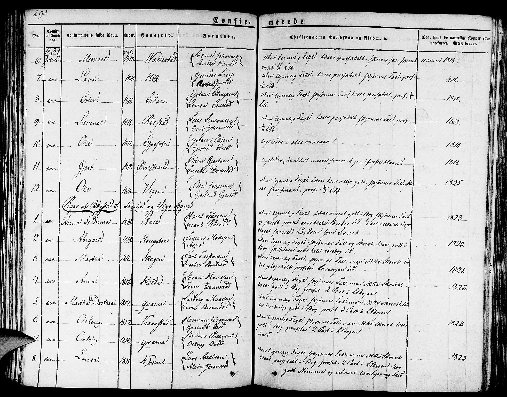 Gaular sokneprestembete, AV/SAB-A-80001/H/Haa: Parish register (official) no. A 3, 1821-1840, p. 293