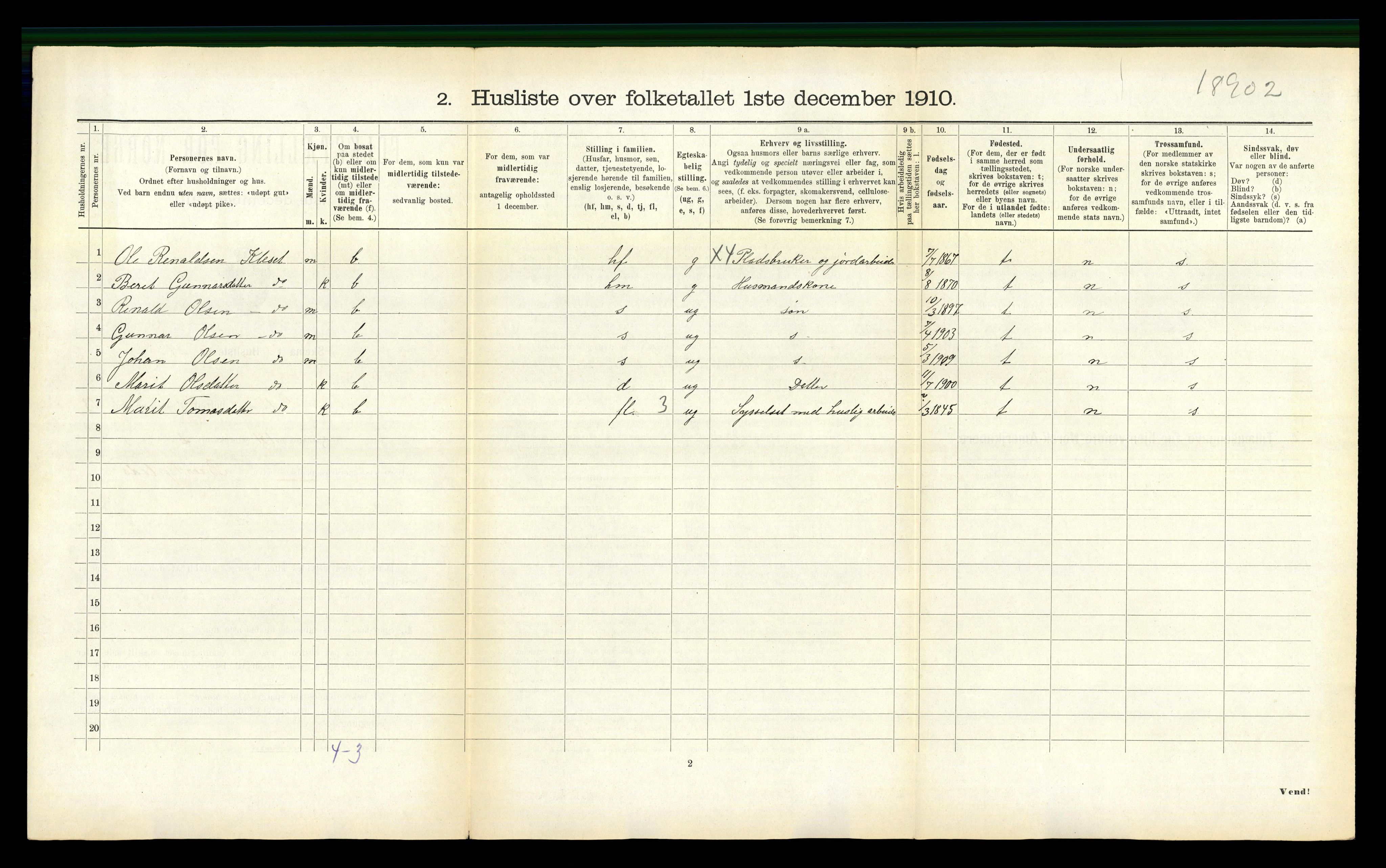 RA, 1910 census for Selbu, 1910, p. 1331