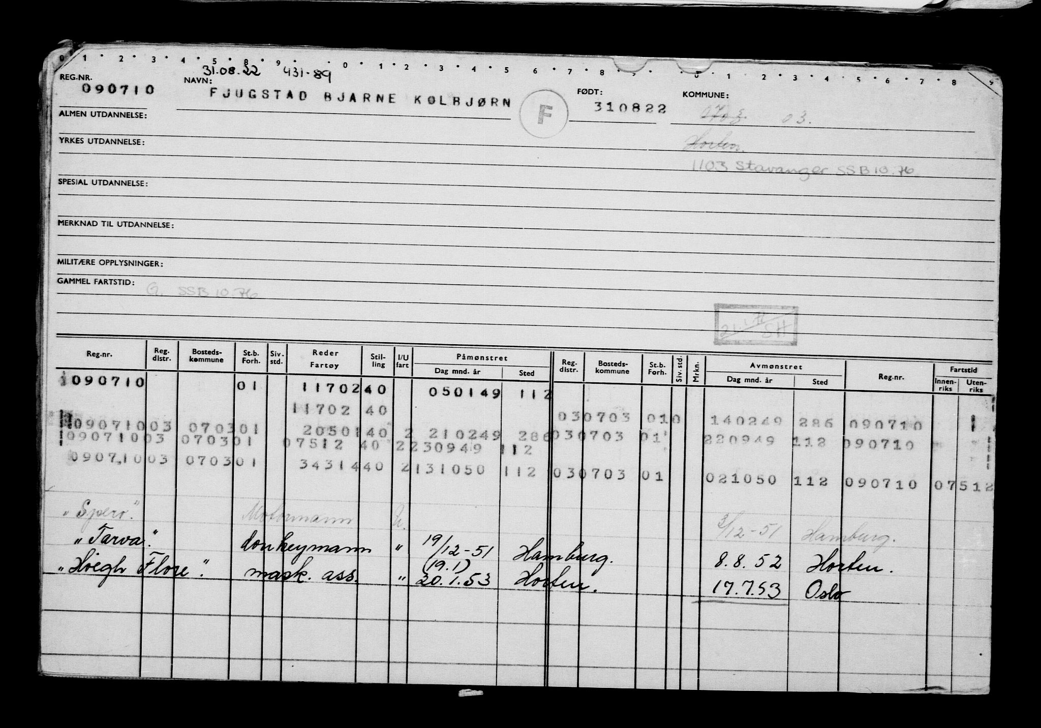 Direktoratet for sjømenn, AV/RA-S-3545/G/Gb/L0210: Hovedkort, 1922, p. 245