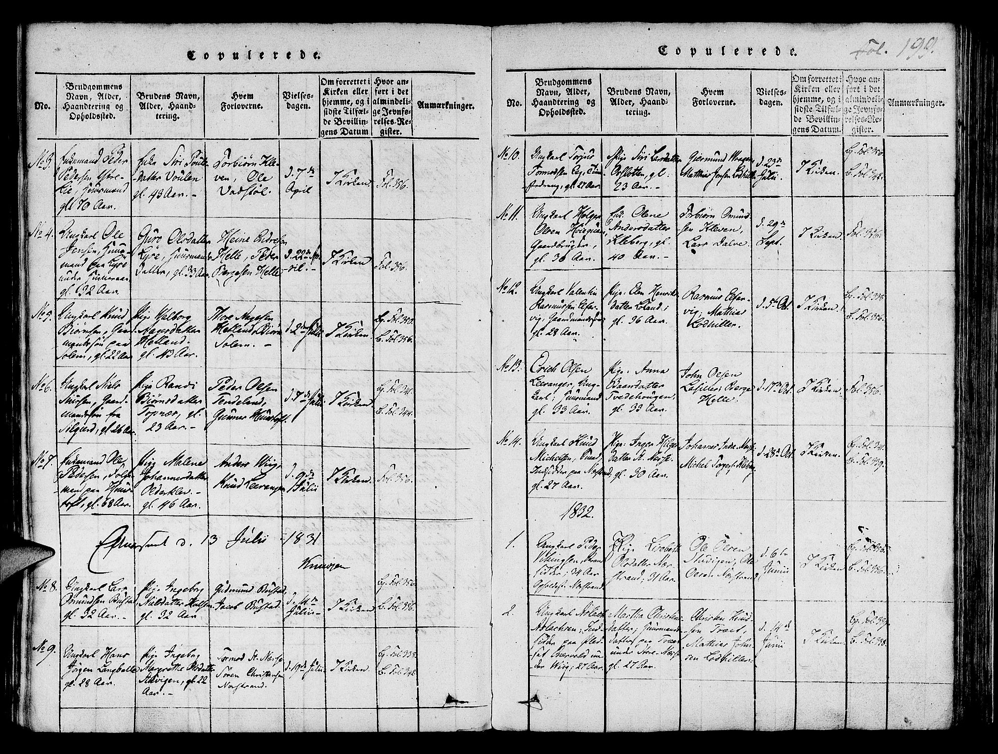 Nedstrand sokneprestkontor, SAST/A-101841/01/IV: Parish register (official) no. A 6, 1816-1838, p. 199