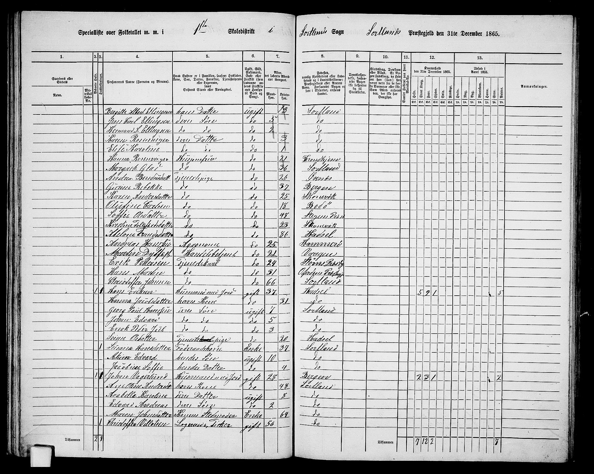 RA, 1865 census for Sortland, 1865, p. 40