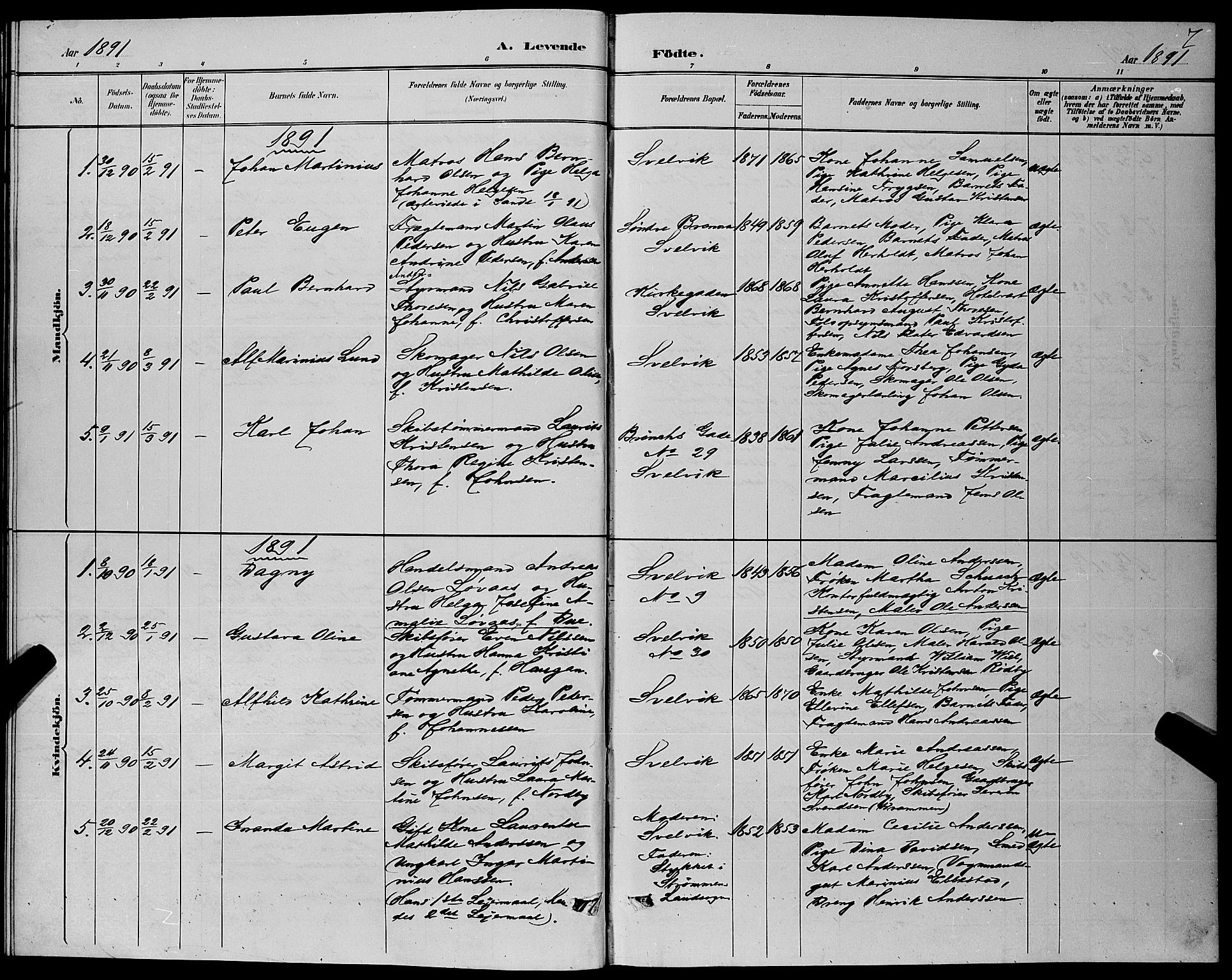 Strømm kirkebøker, AV/SAKO-A-322/G/Gb/L0001: Parish register (copy) no. II 1, 1889-1896, p. 7