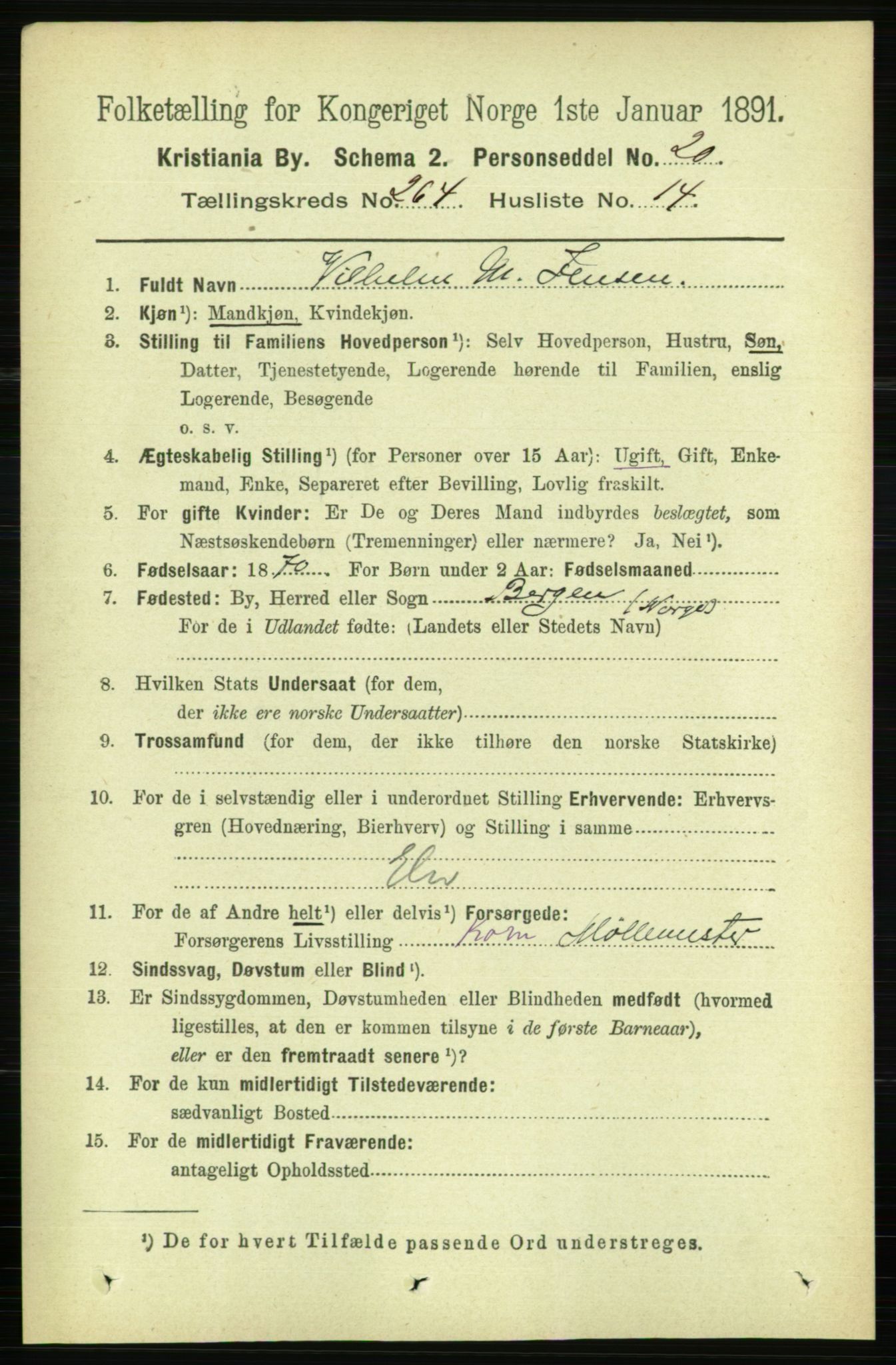 RA, 1891 census for 0301 Kristiania, 1891, p. 160782