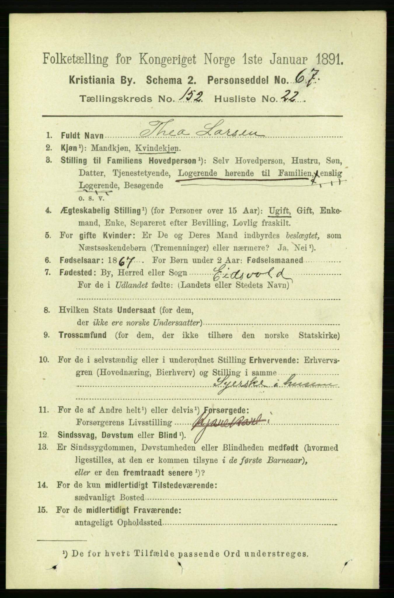 RA, 1891 census for 0301 Kristiania, 1891, p. 85909