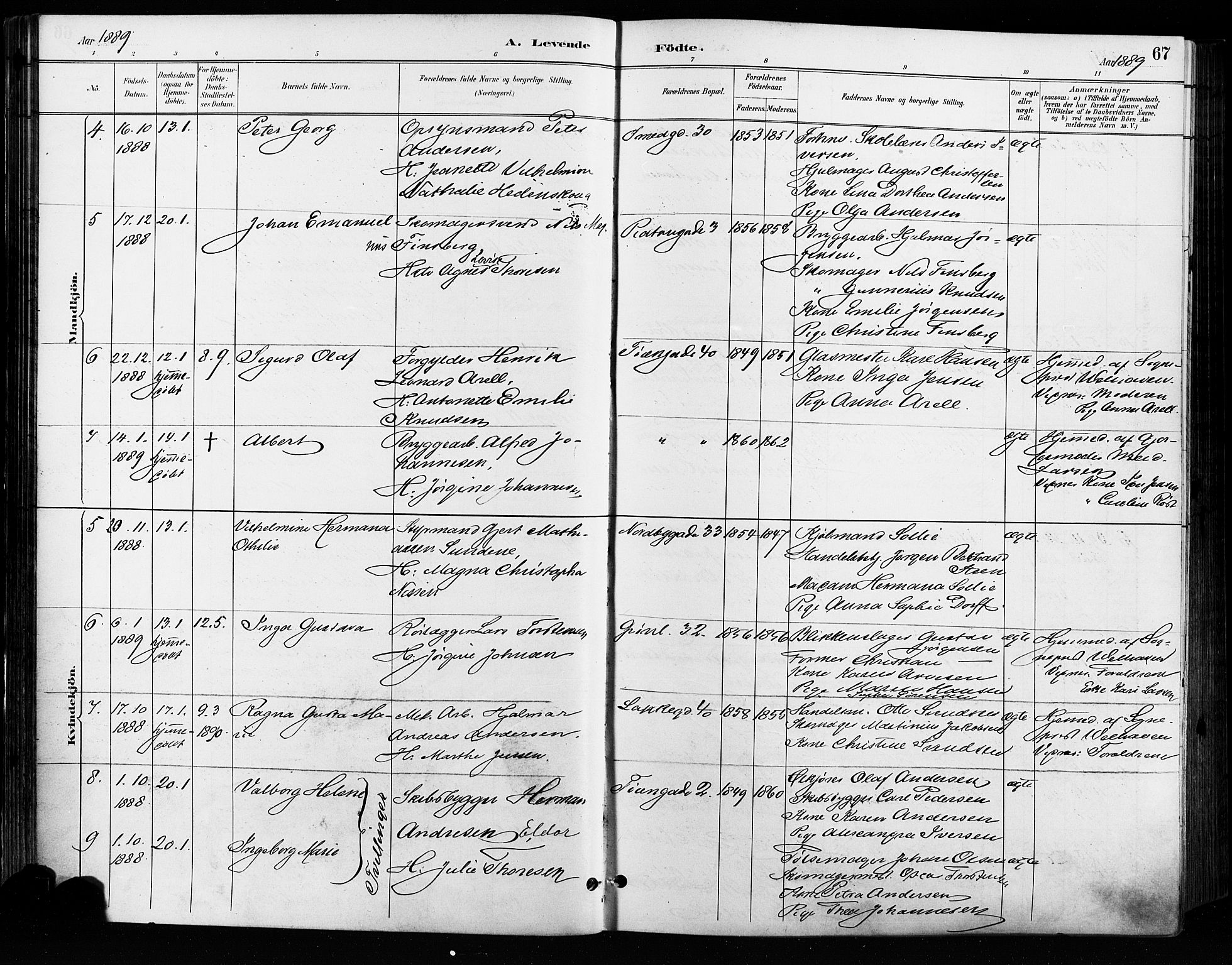 Grønland prestekontor Kirkebøker, AV/SAO-A-10848/F/Fa/L0009: Parish register (official) no. 9, 1888-1893, p. 67