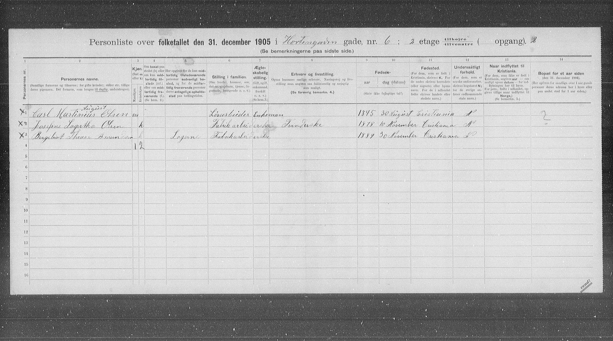 OBA, Municipal Census 1905 for Kristiania, 1905, p. 21519