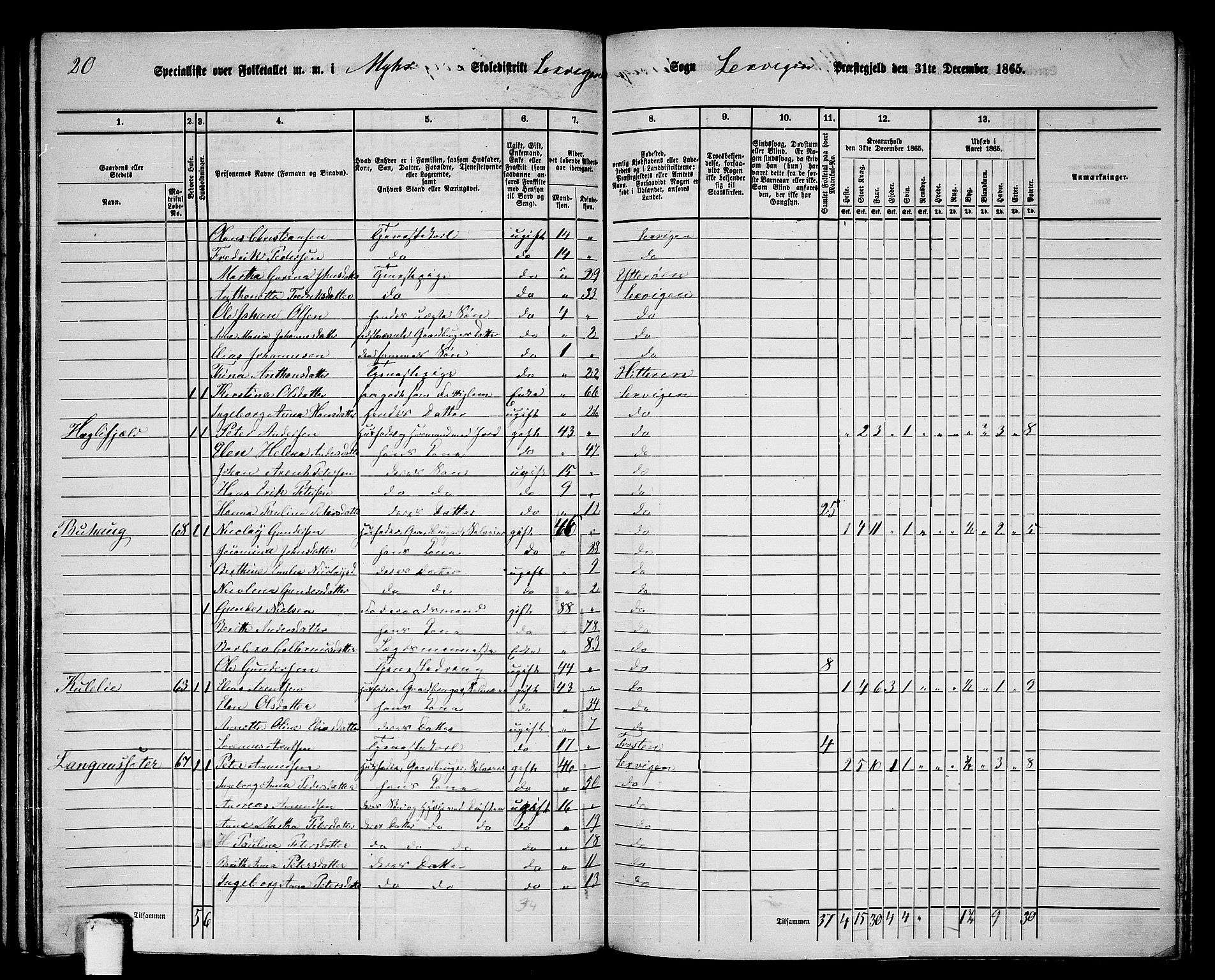 RA, 1865 census for Leksvik, 1865, p. 98