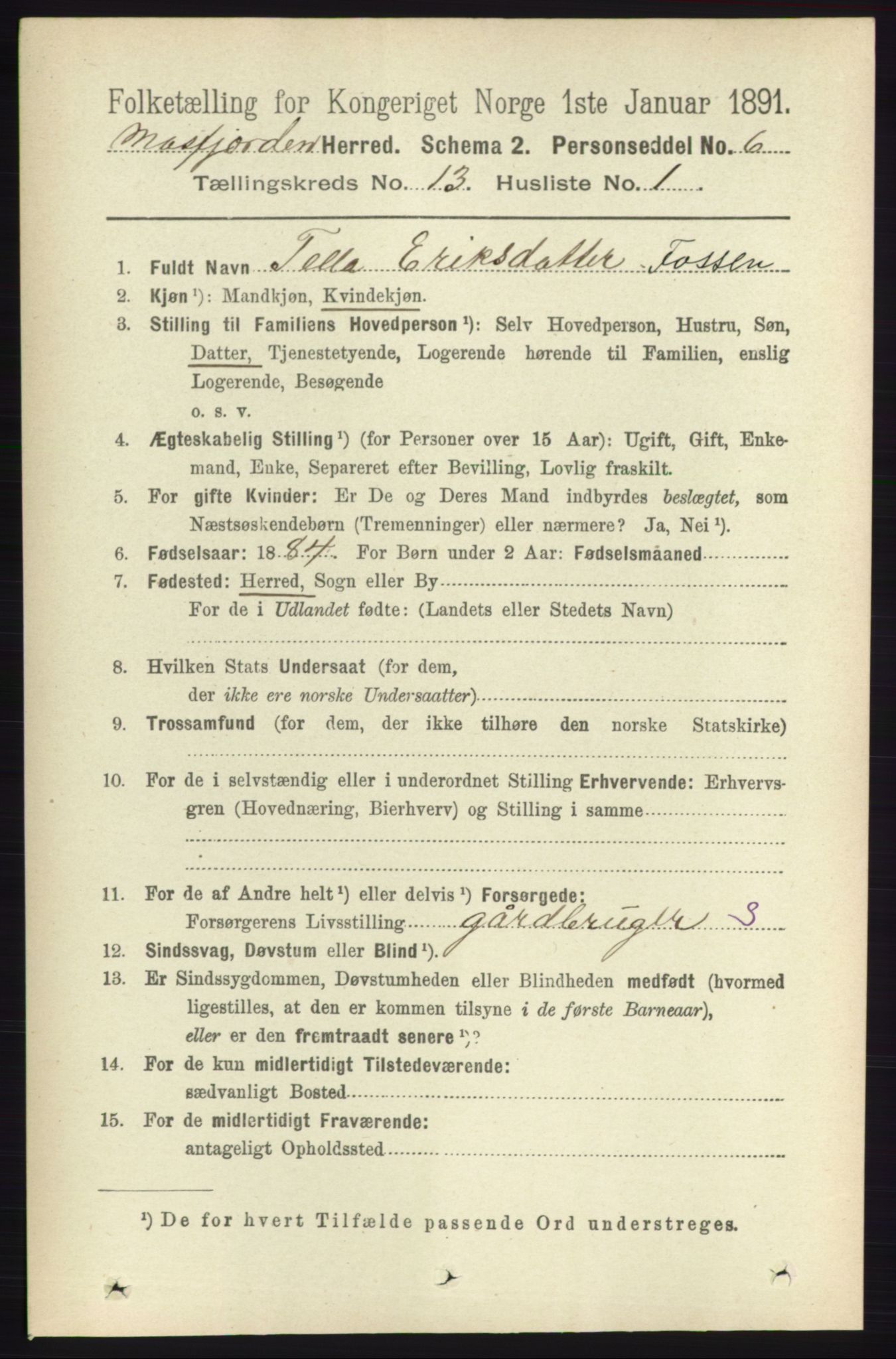 RA, 1891 census for 1266 Masfjorden, 1891, p. 2632