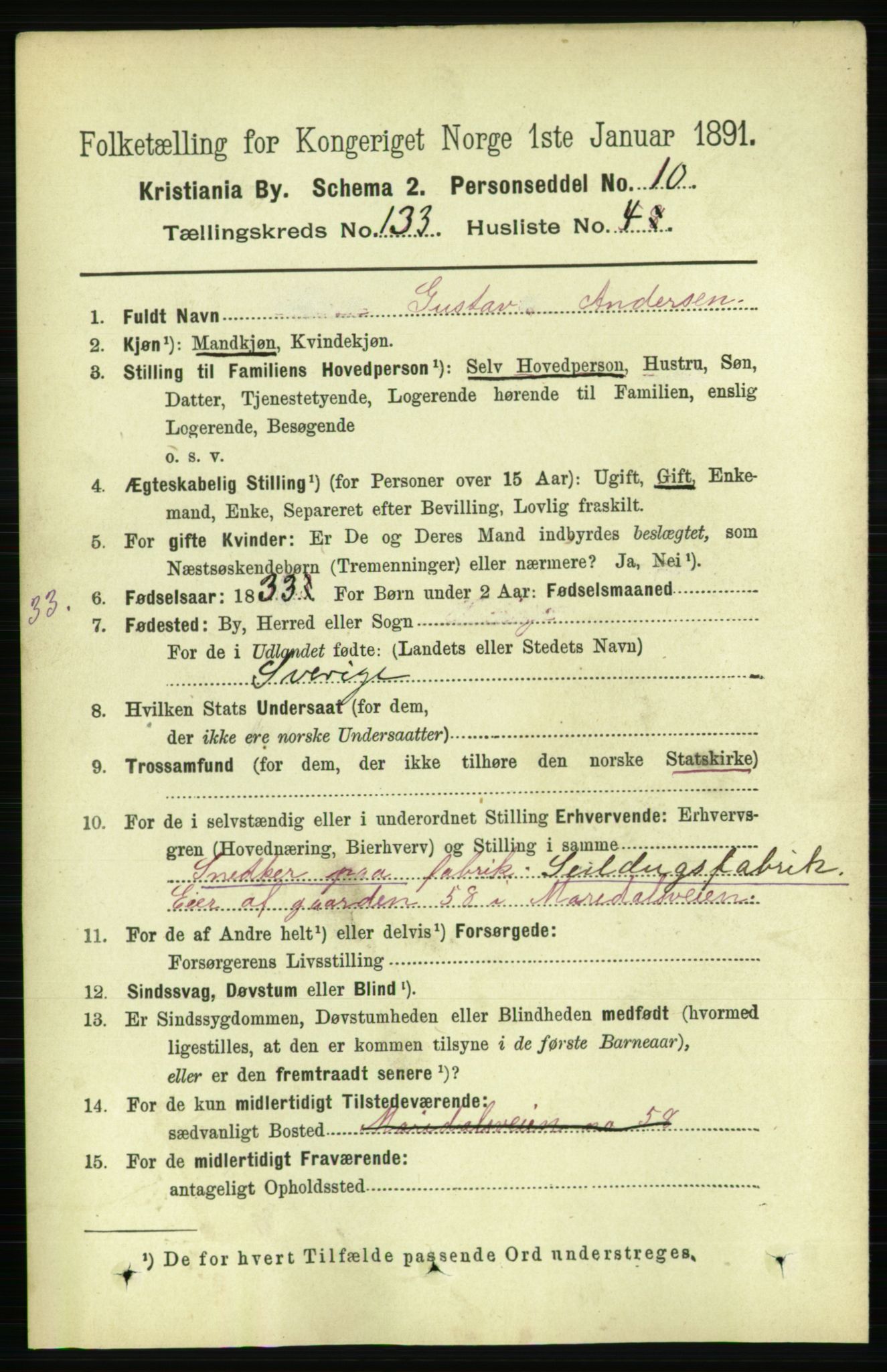 RA, 1891 census for 0301 Kristiania, 1891, p. 72604