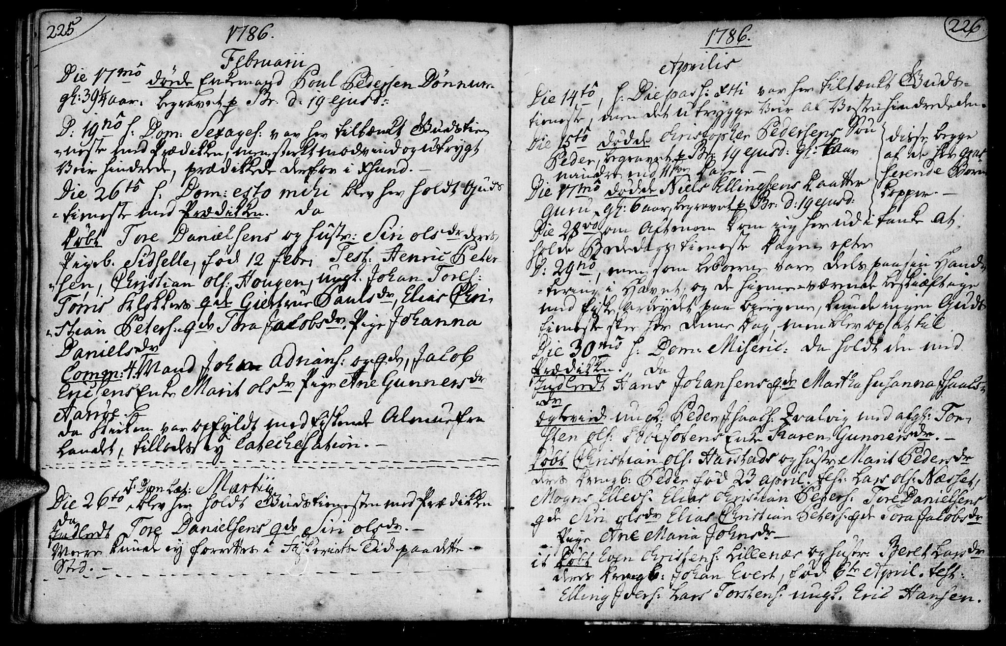 Ministerialprotokoller, klokkerbøker og fødselsregistre - Møre og Romsdal, AV/SAT-A-1454/574/L0876: Parish register (official) no. 574A02, 1754-1814, p. 225-226