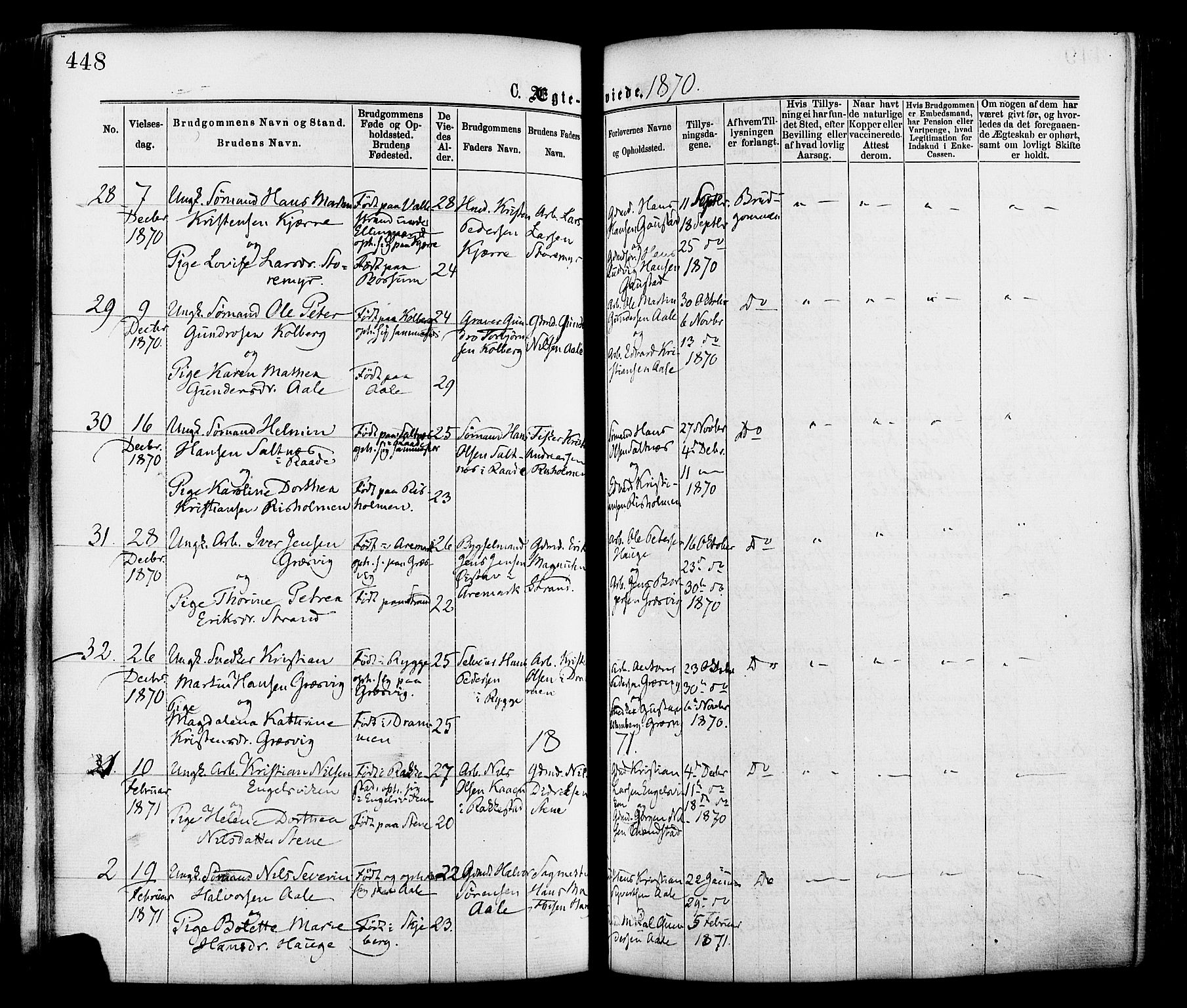 Onsøy prestekontor Kirkebøker, SAO/A-10914/F/Fa/L0004: Parish register (official) no. I 4, 1861-1877, p. 448