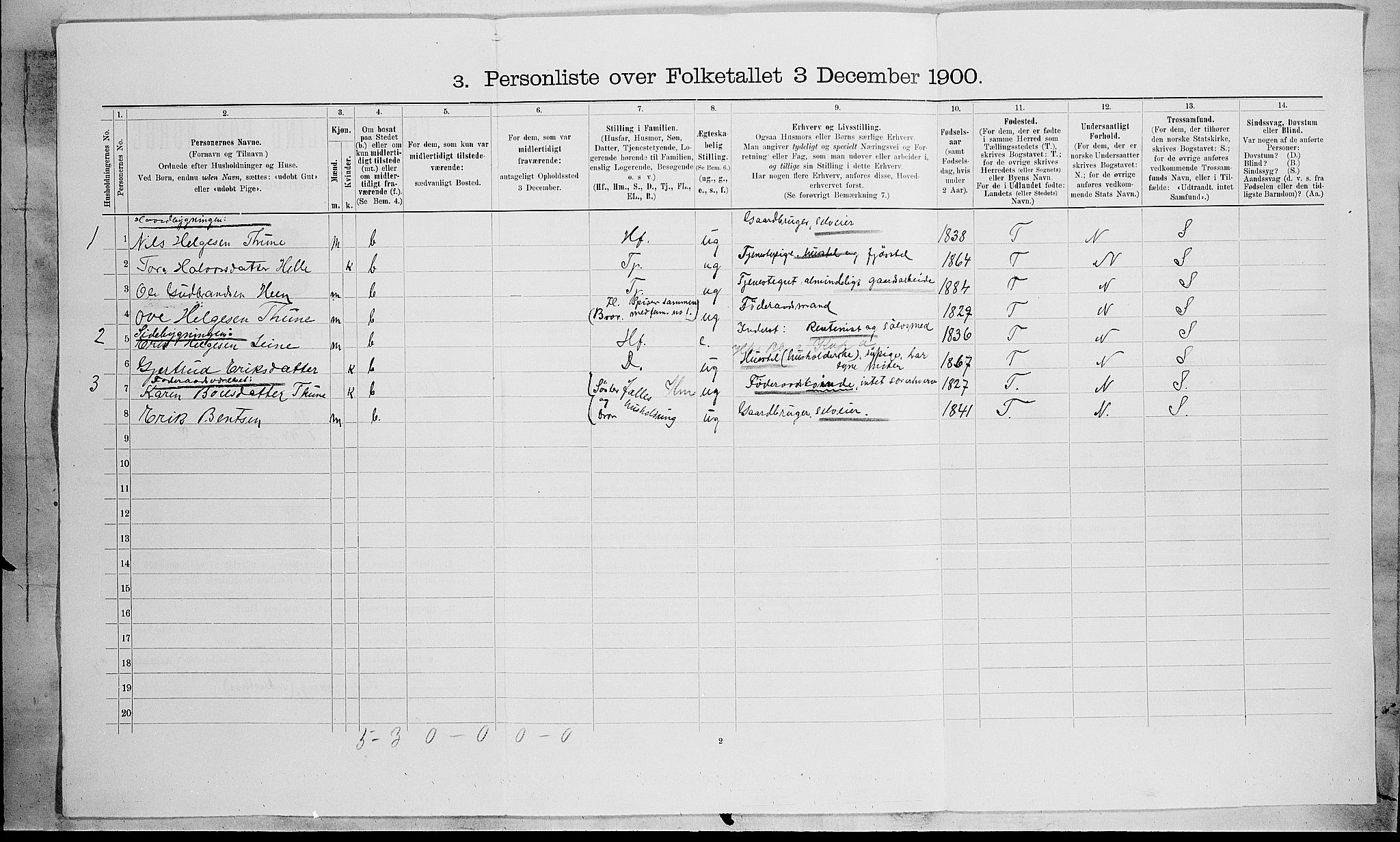 SAH, 1900 census for Vang, 1900, p. 49