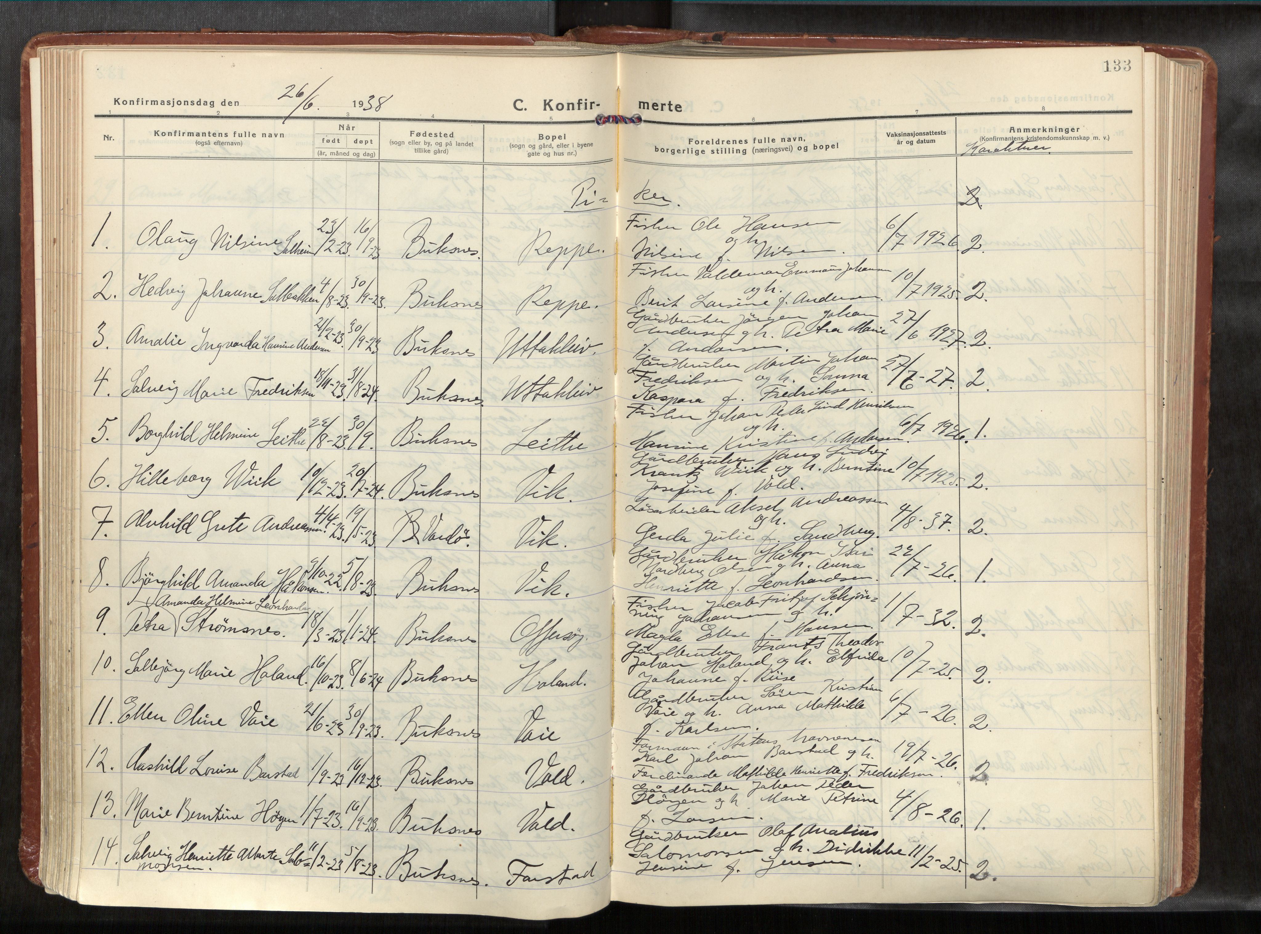 Ministerialprotokoller, klokkerbøker og fødselsregistre - Nordland, AV/SAT-A-1459/881/L1161: Parish register (official) no. 881A14, 1932-1955, p. 133