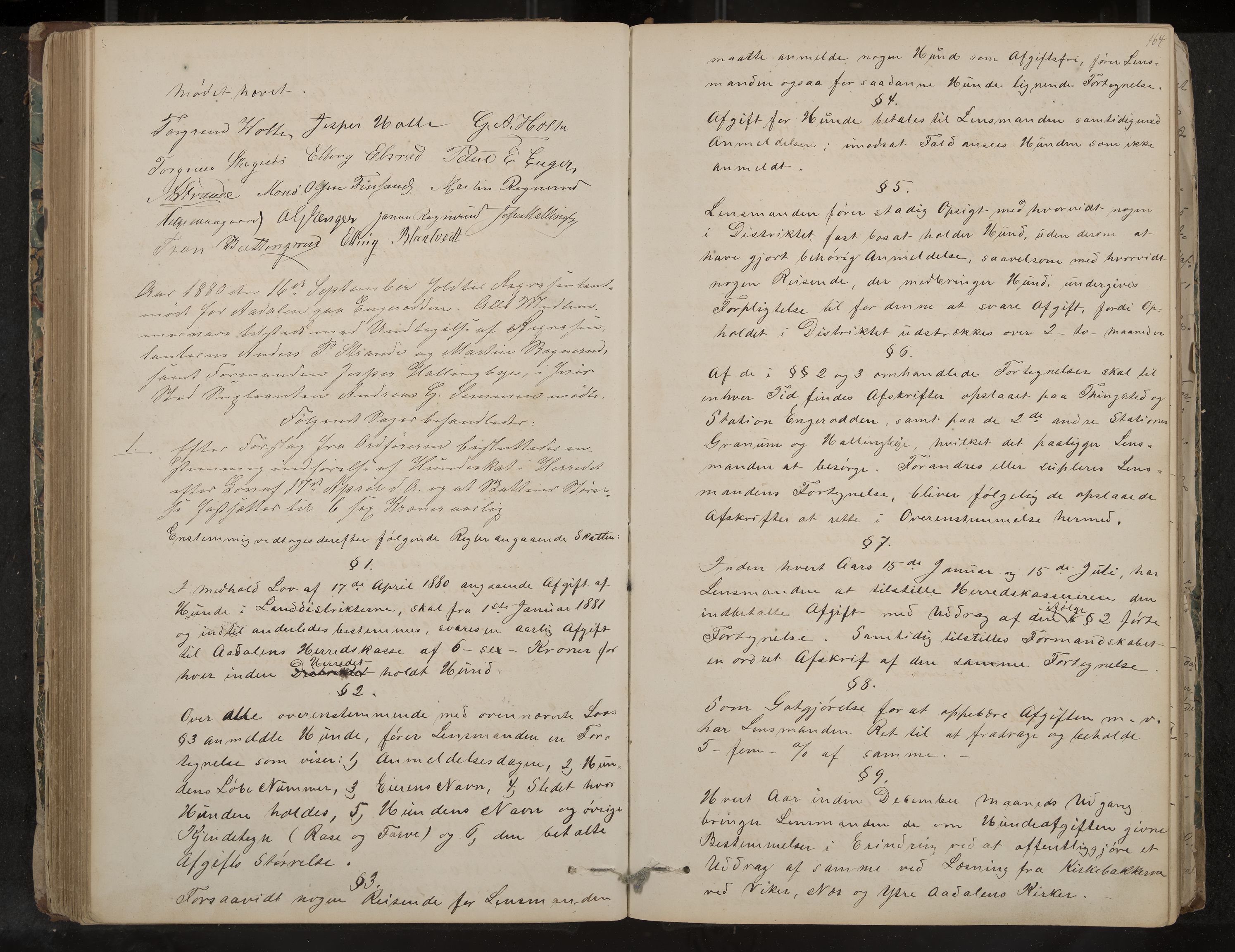 Ådal formannskap og sentraladministrasjon, IKAK/0614021/A/Aa/L0001: Møtebok, 1858-1891, p. 164