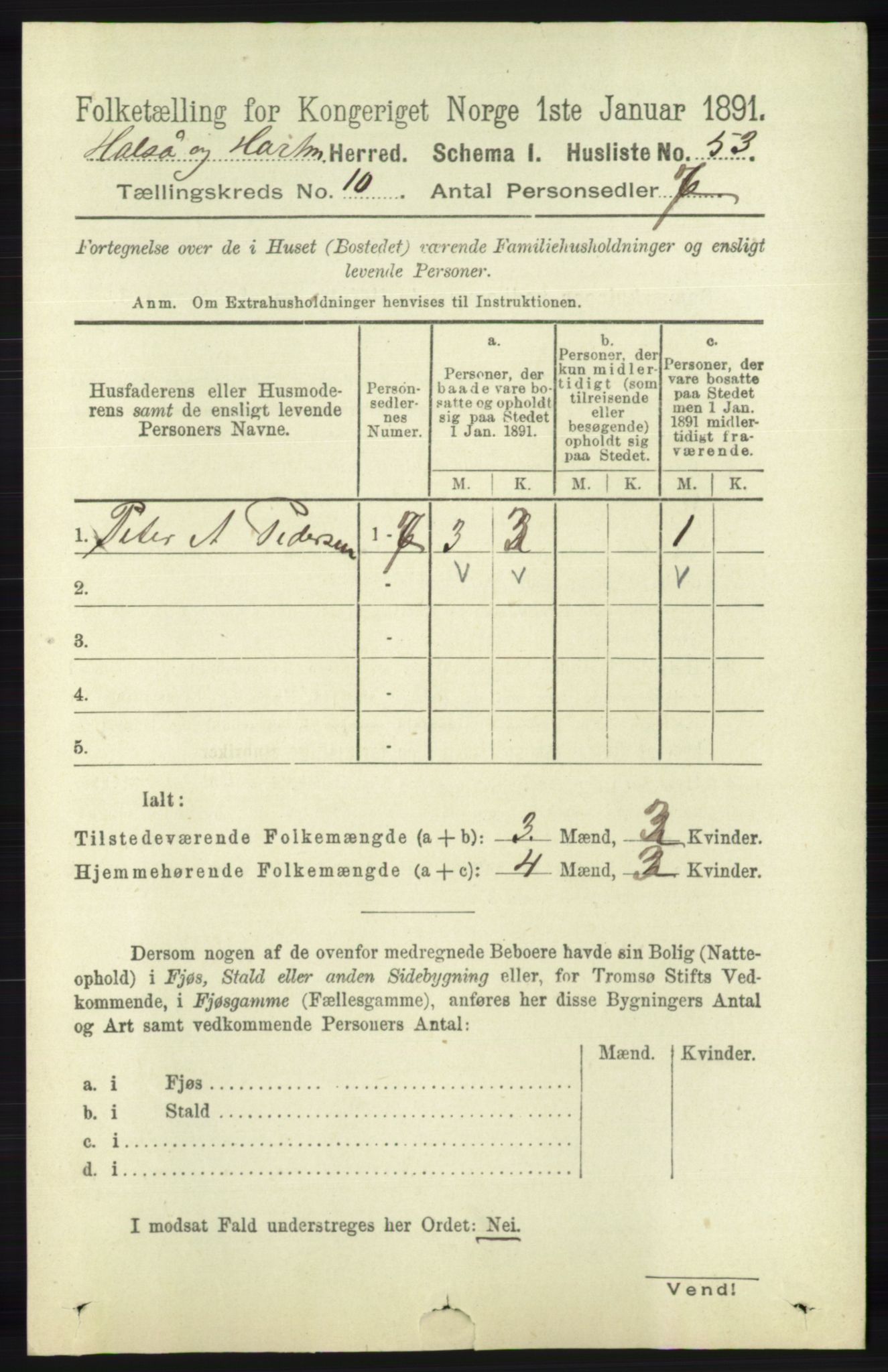 RA, 1891 census for 1019 Halse og Harkmark, 1891, p. 3756