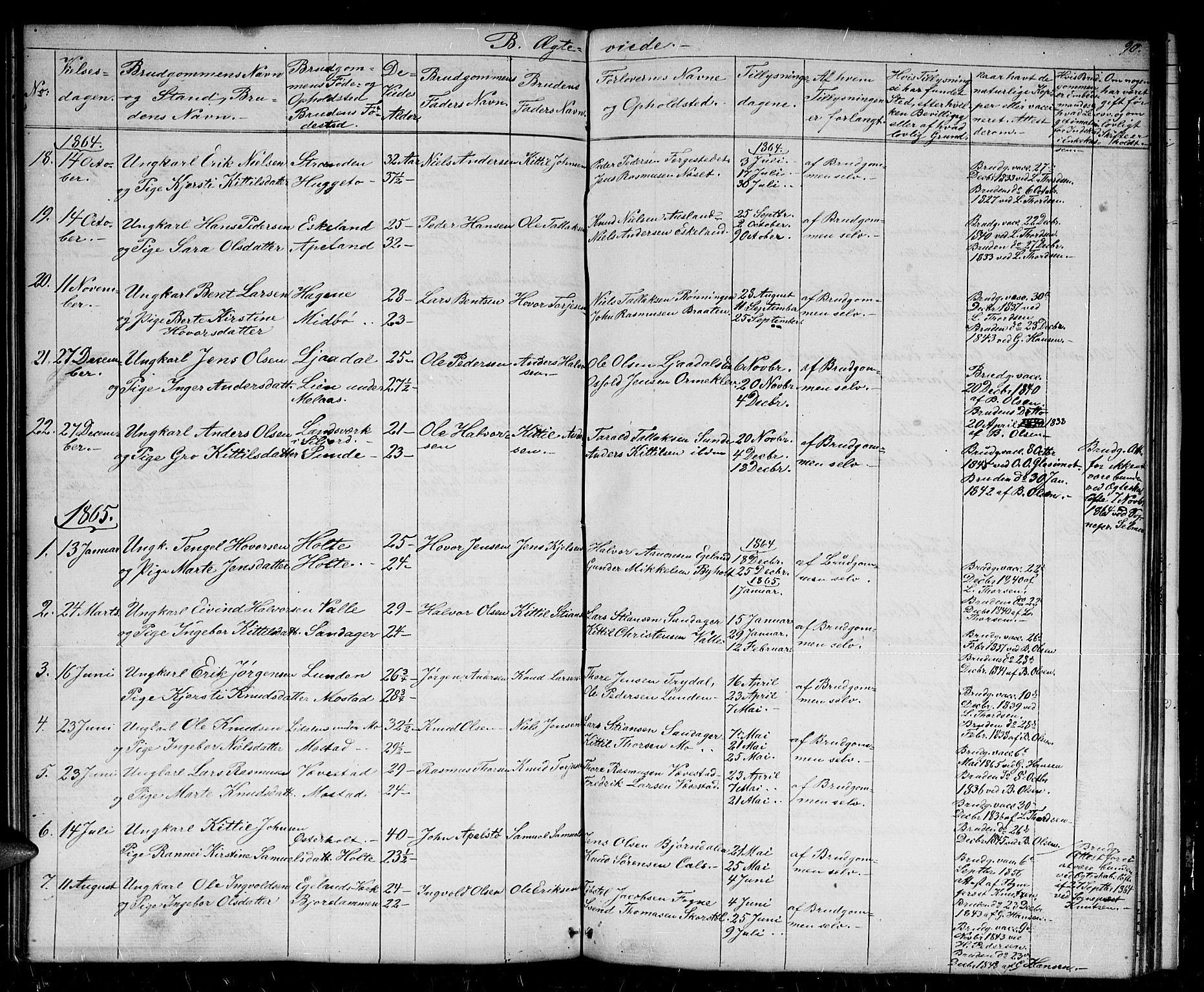 Gjerstad sokneprestkontor, AV/SAK-1111-0014/F/Fb/Fba/L0005: Parish register (copy) no. B 5, 1853-1867, p. 90