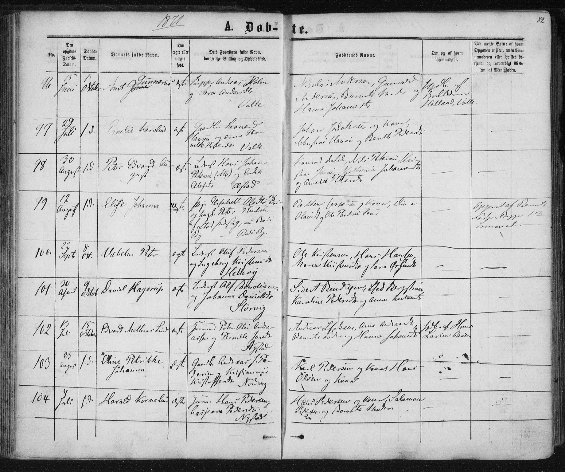 Ministerialprotokoller, klokkerbøker og fødselsregistre - Nordland, AV/SAT-A-1459/801/L0008: Parish register (official) no. 801A08, 1864-1875, p. 82