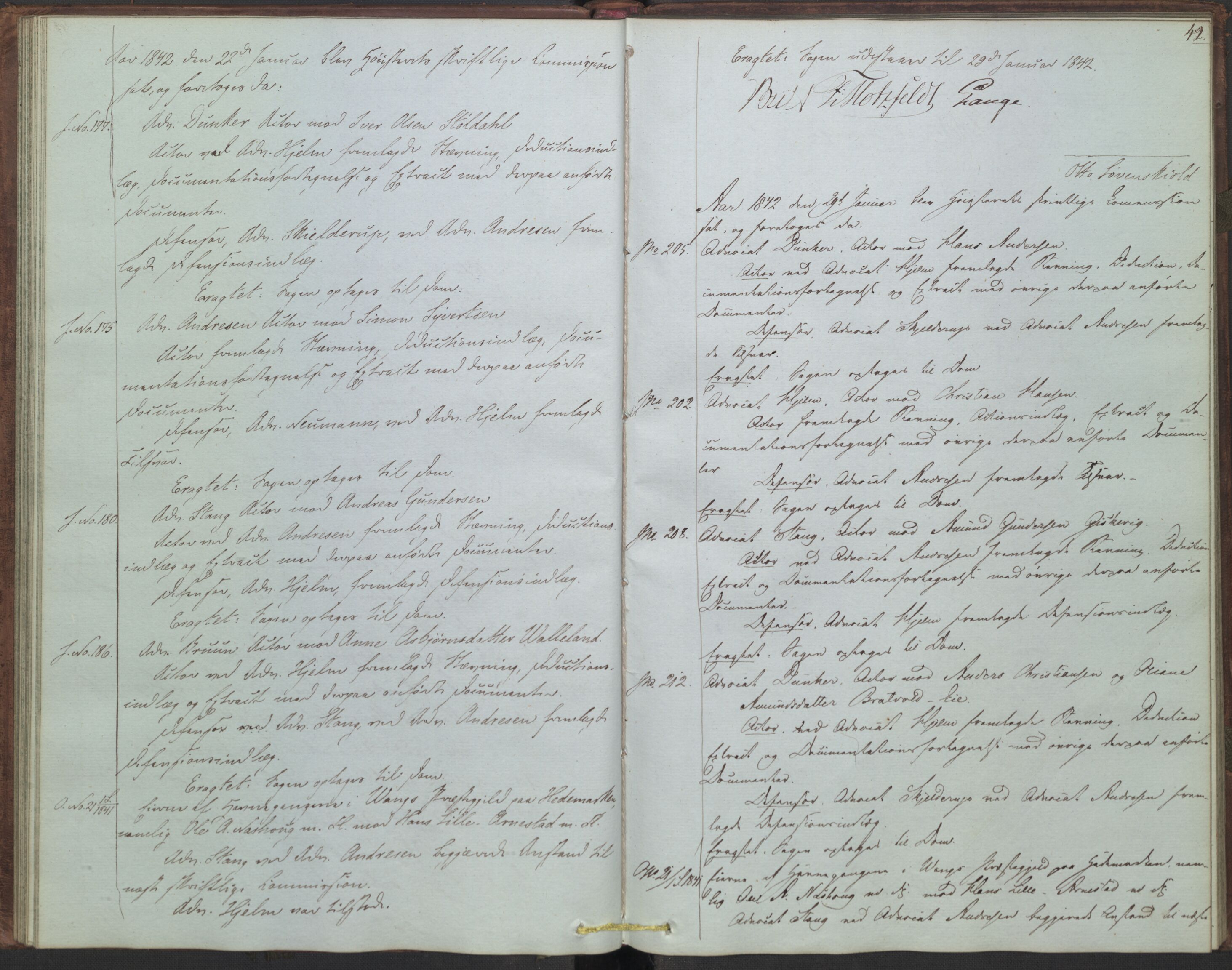 Høyesterett, AV/RA-S-1002/E/Ef/L0005: Protokoll over saker som gikk til skriftlig behandling, 1838-1843, p. 41b-42a