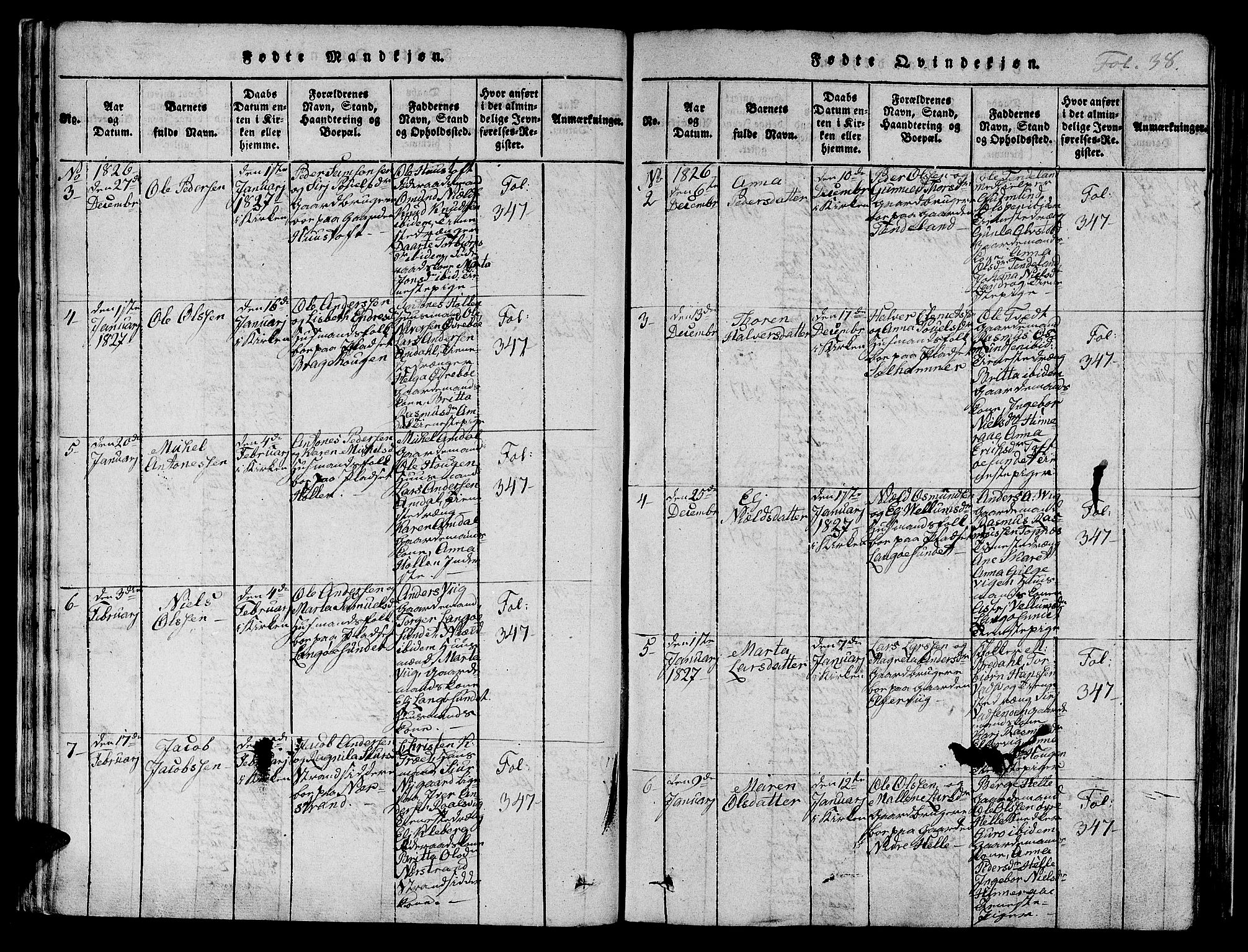 Nedstrand sokneprestkontor, SAST/A-101841/01/IV: Parish register (official) no. A 6, 1816-1838, p. 38