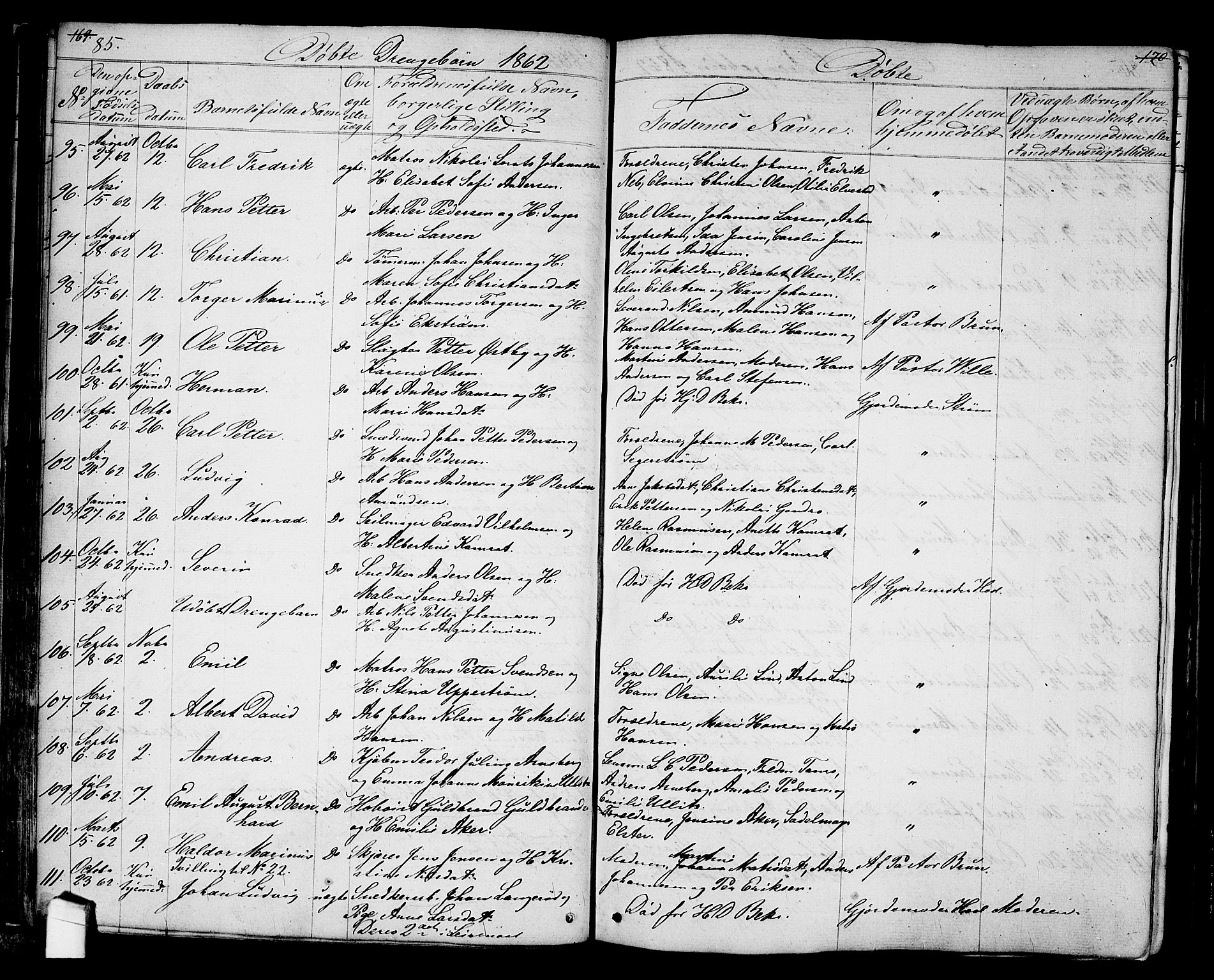 Halden prestekontor Kirkebøker, AV/SAO-A-10909/G/Ga/L0005a: Parish register (copy) no. 5A, 1855-1864, p. 85