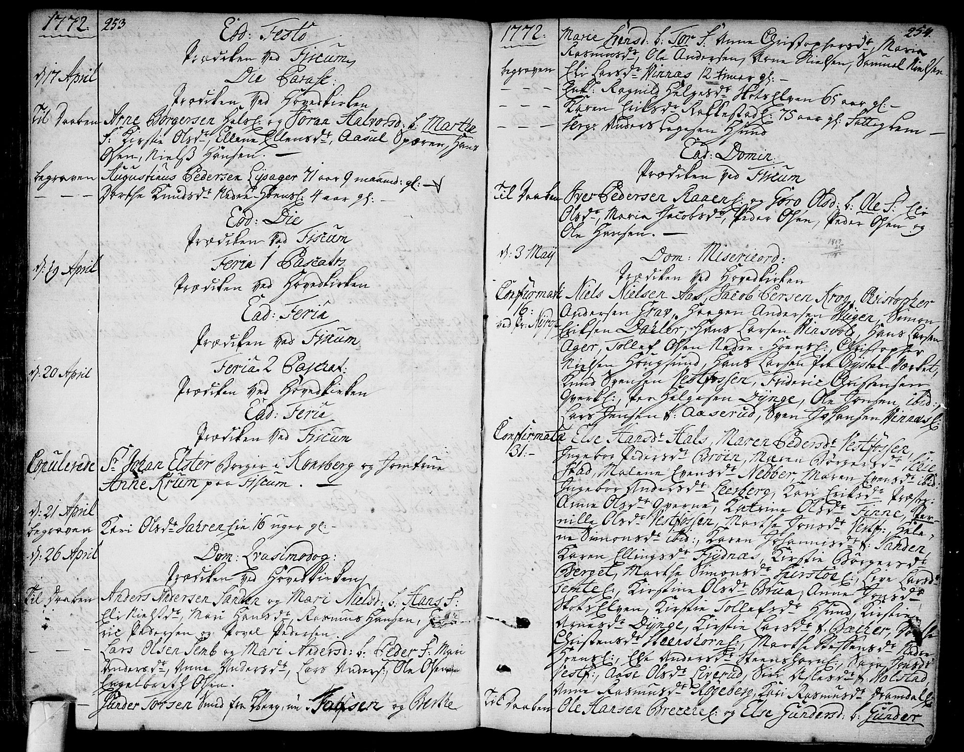 Eiker kirkebøker, SAKO/A-4/F/Fa/L0008: Parish register (official) no. I 8, 1764-1788, p. 253-254