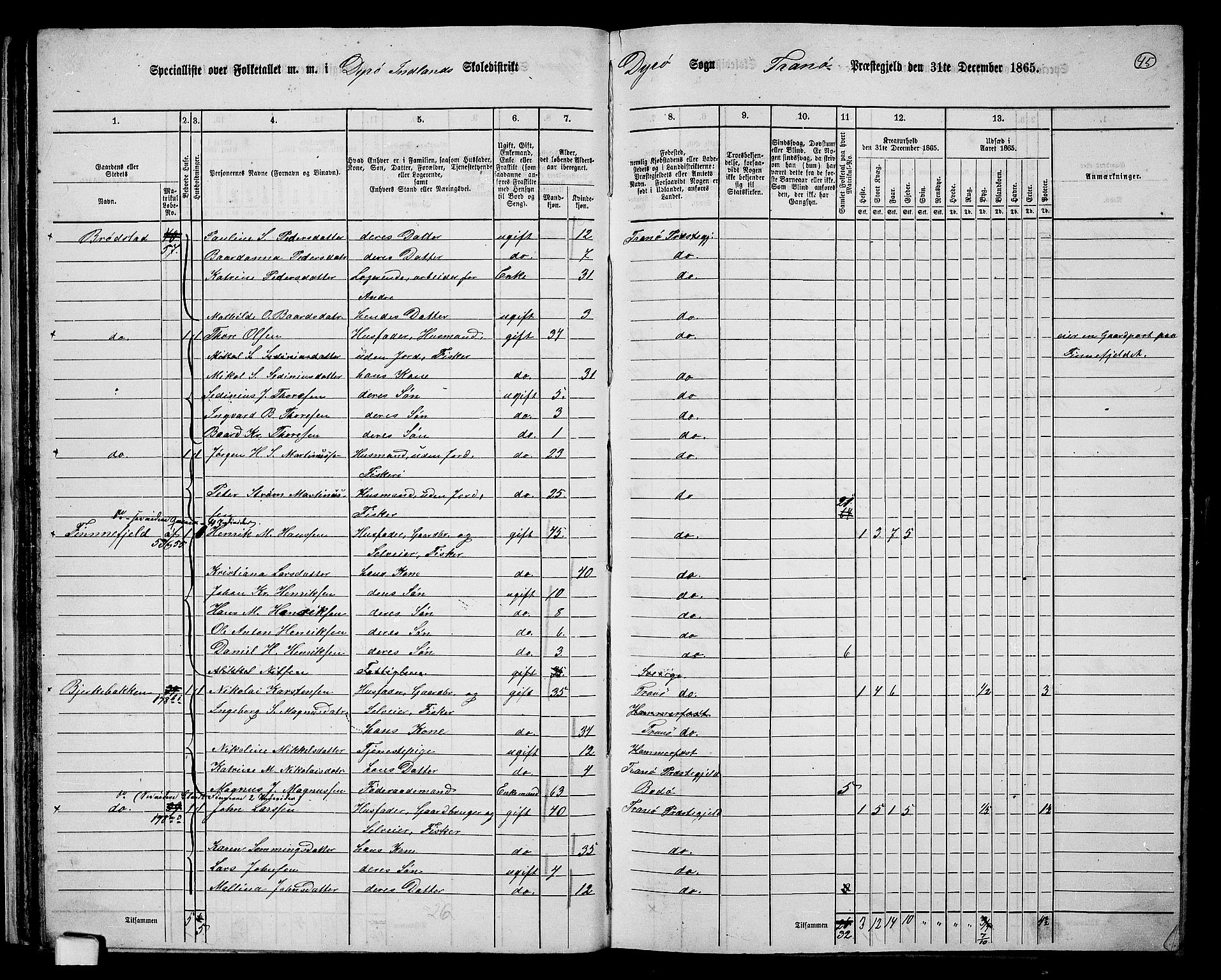 RA, 1865 census for Tranøy, 1865, p. 39